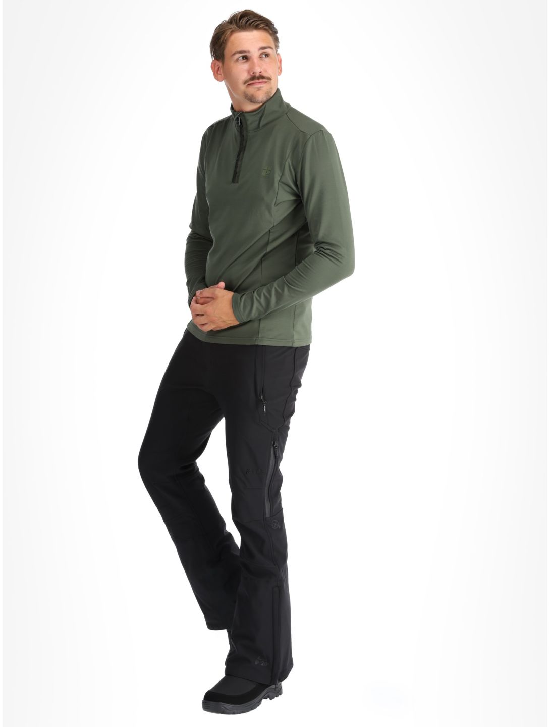 Protest, REWILL 1/4 zip top jersey hombres Thyme verde 