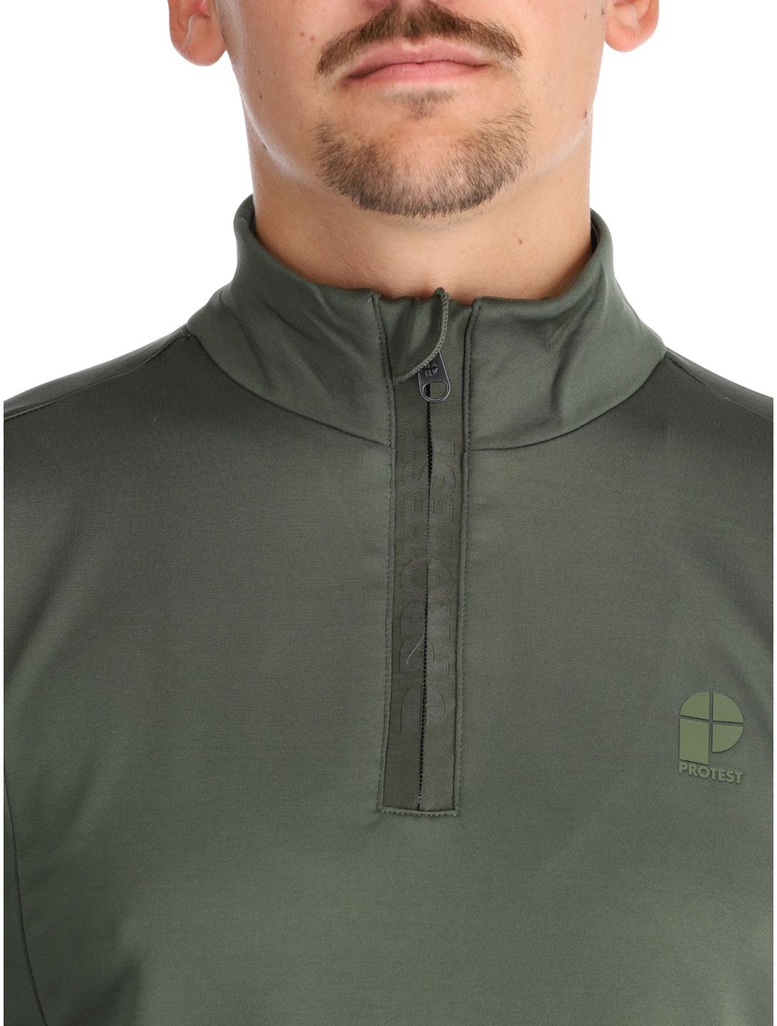 Protest, REWILL 1/4 zip top jersey hombres Thyme verde 