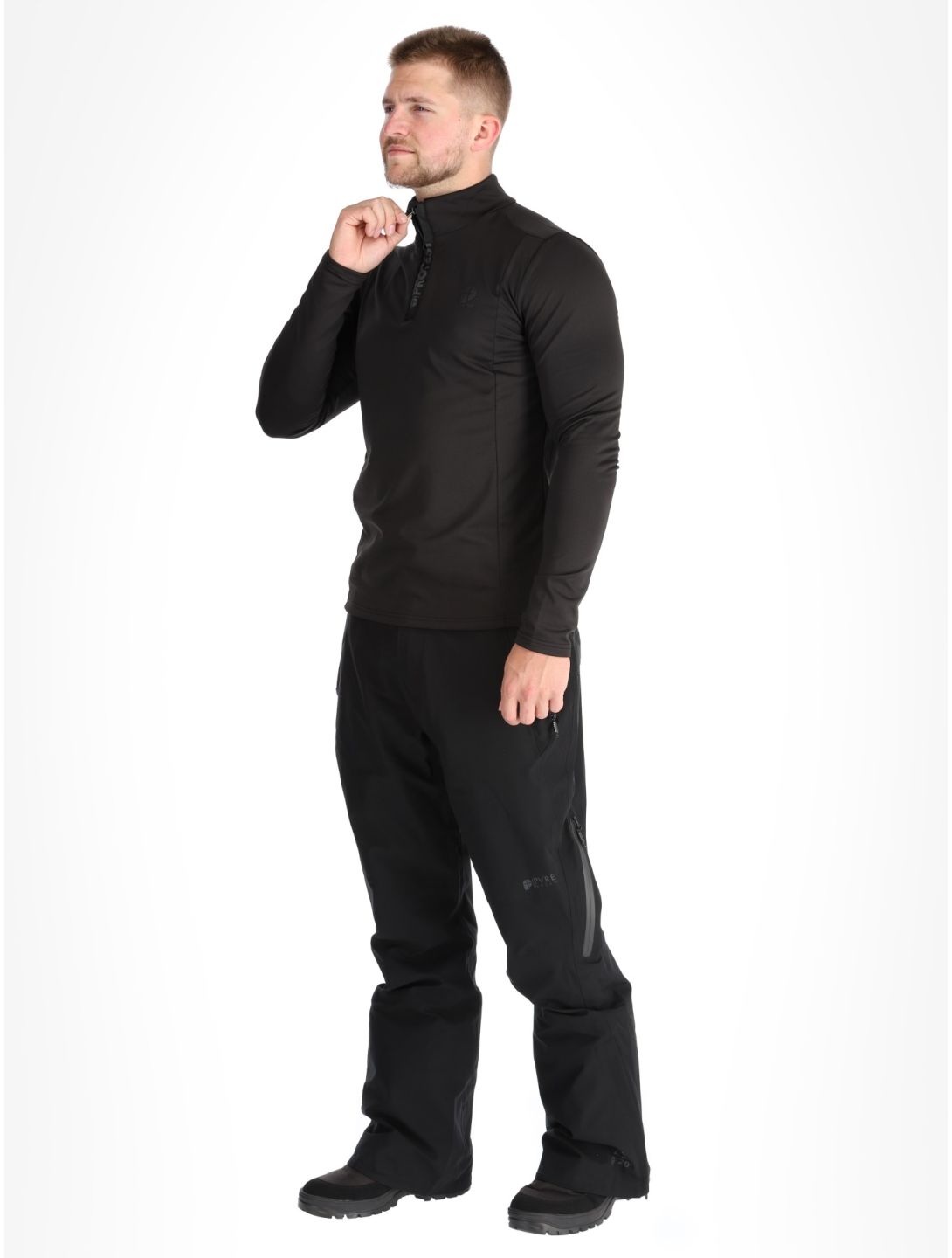 Protest, REWILL 1/4 zip top jersey hombres True Black negro 