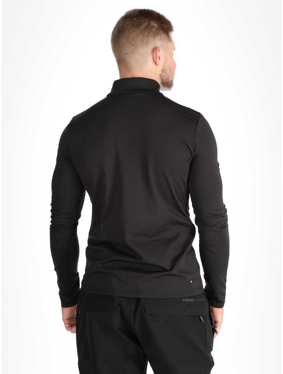 Protest, REWILL 1/4 zip top jersey hombres True Black negro 