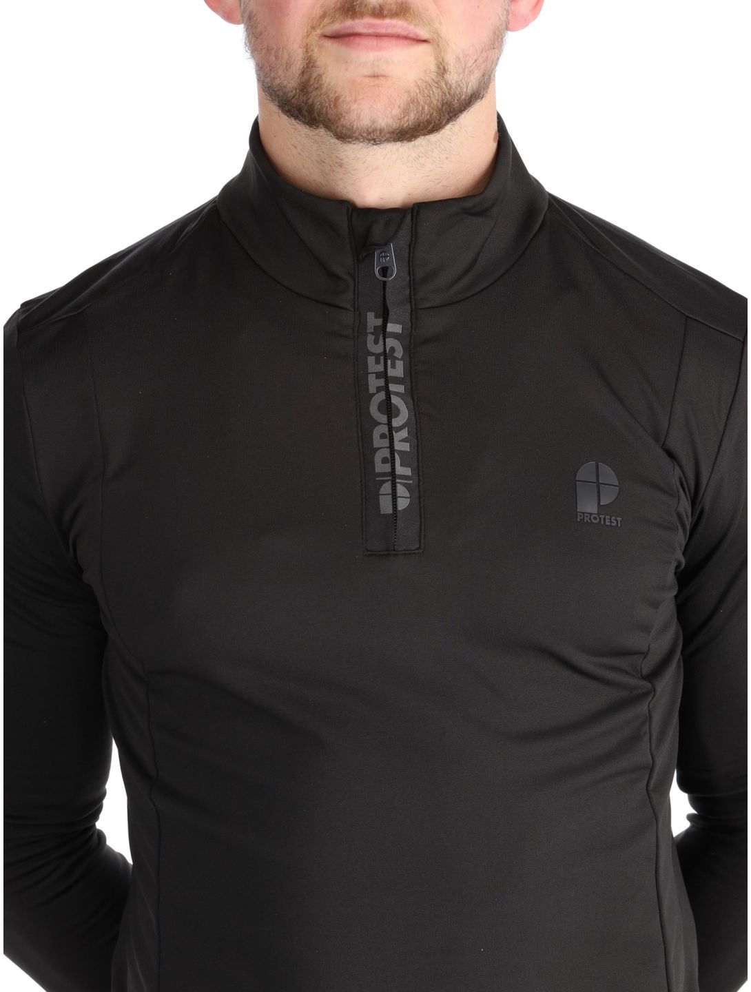 Protest, REWILL 1/4 zip top jersey hombres True Black negro 