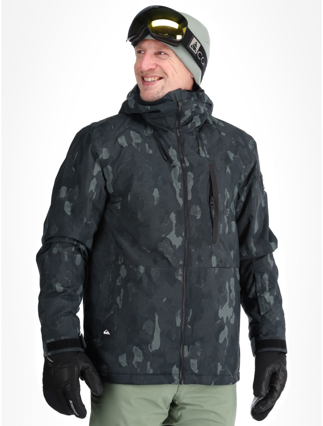 Quiksilver, Mission Printed chaqueta de esquí hombres Nature Zoom Dark Shadow negro 