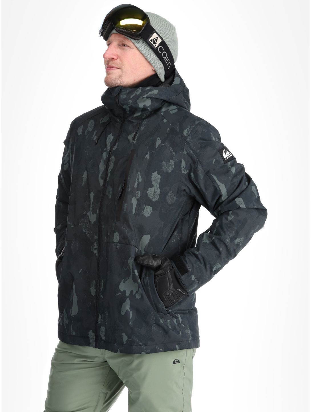 Quiksilver, Mission Printed chaqueta de esquí hombres Nature Zoom Dark Shadow negro 