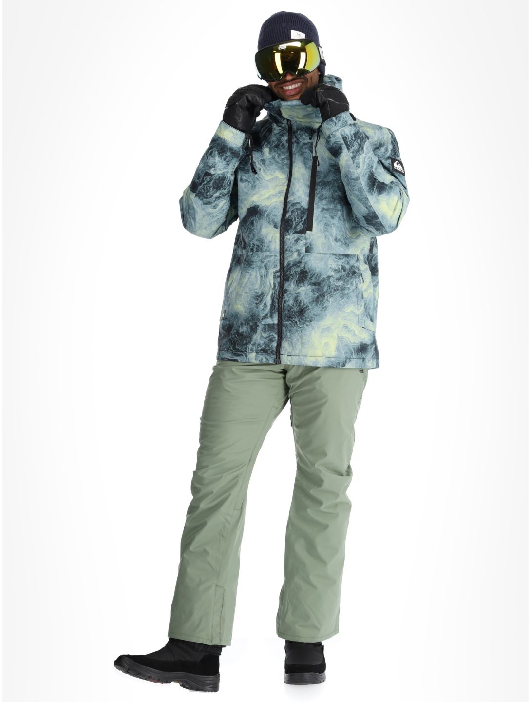 Quiksilver, Mission Printed chaqueta de esquí hombres Space Stone Celery Green verde 