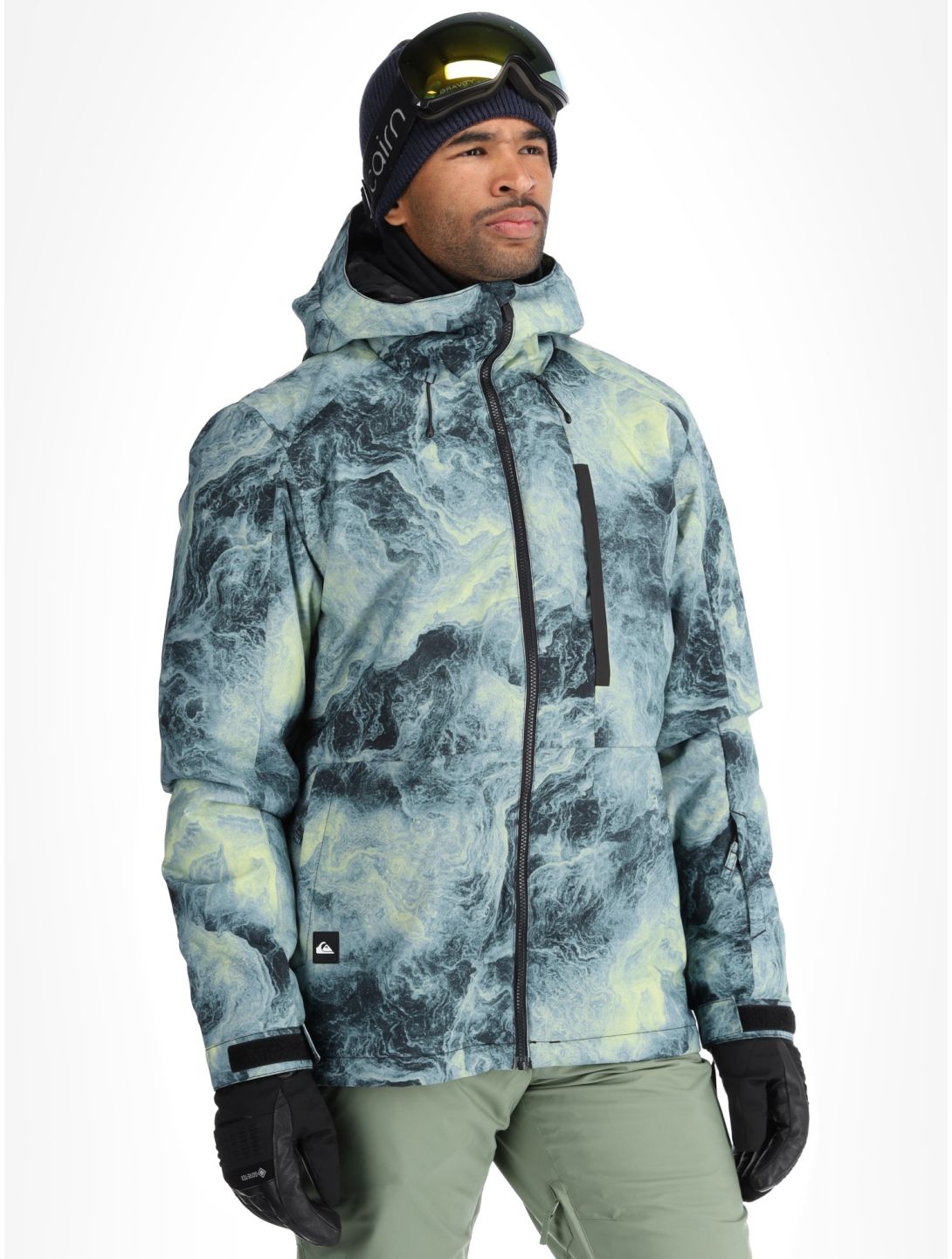 Quiksilver, Mission Printed chaqueta de esquí hombres Space Stone Celery Green verde 