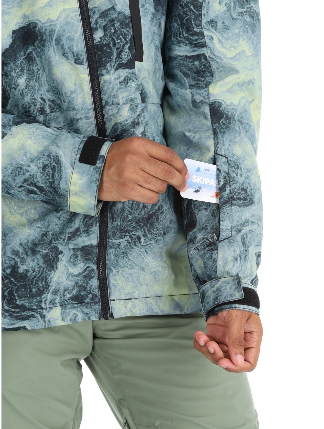 Quiksilver, Mission Printed chaqueta de esquí hombres Space Stone Celery Green verde 