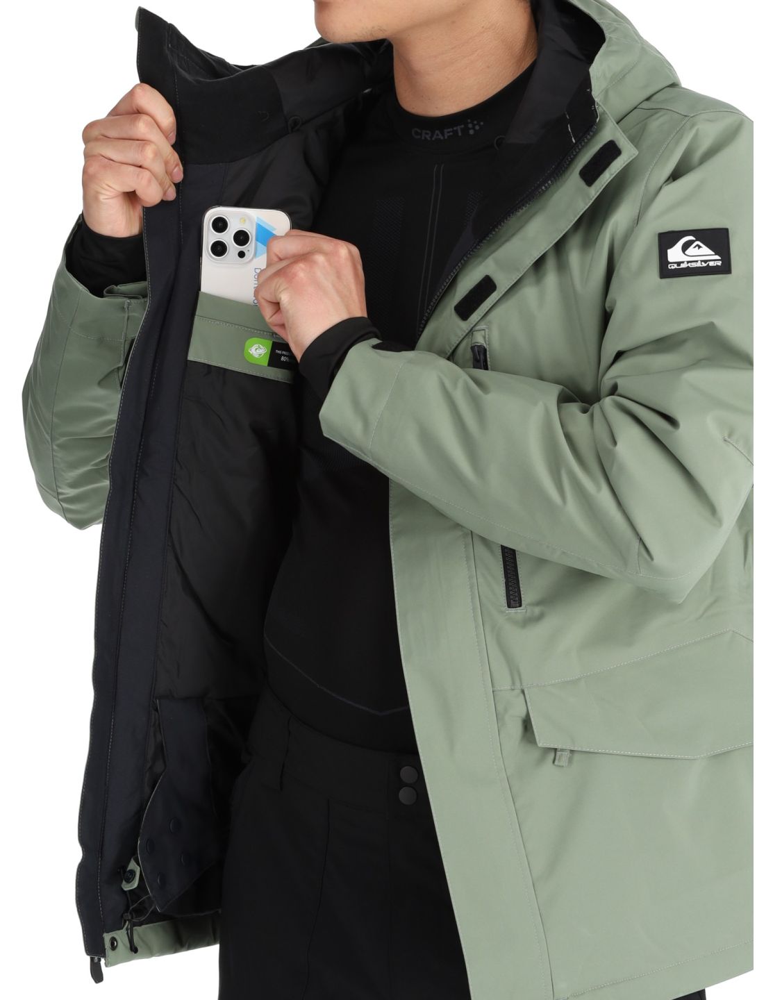 Quiksilver, Mission Solid chaqueta de esquí hombres Sea Spray verde 