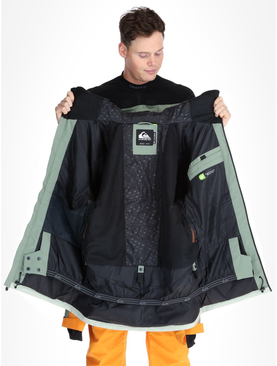 Quiksilver, Sycamore chaqueta de esquí hombres Sea Spray naranja, verde 