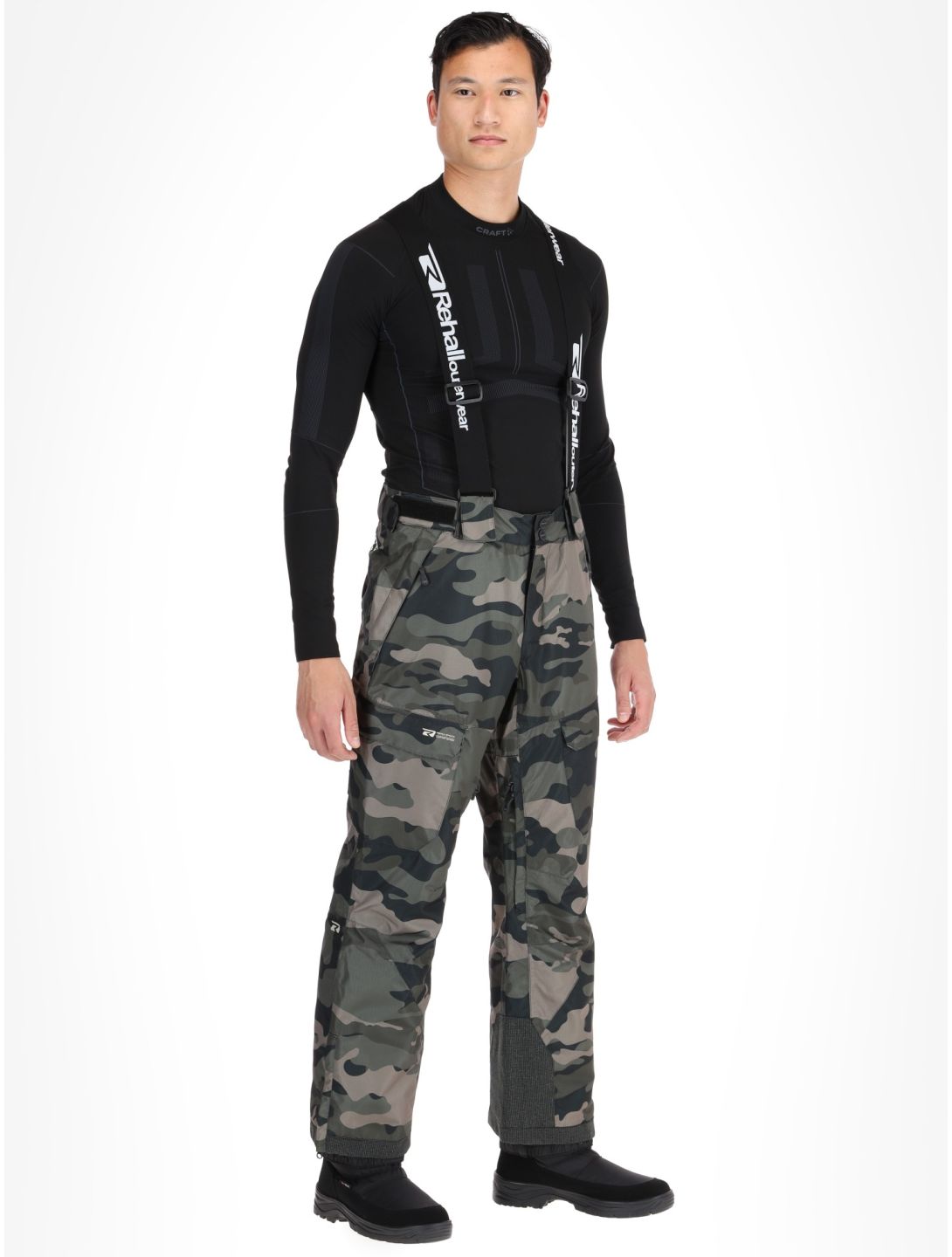 Rehall, Backbone-R pantalones de esquí hombres Camo Black negro, verde 