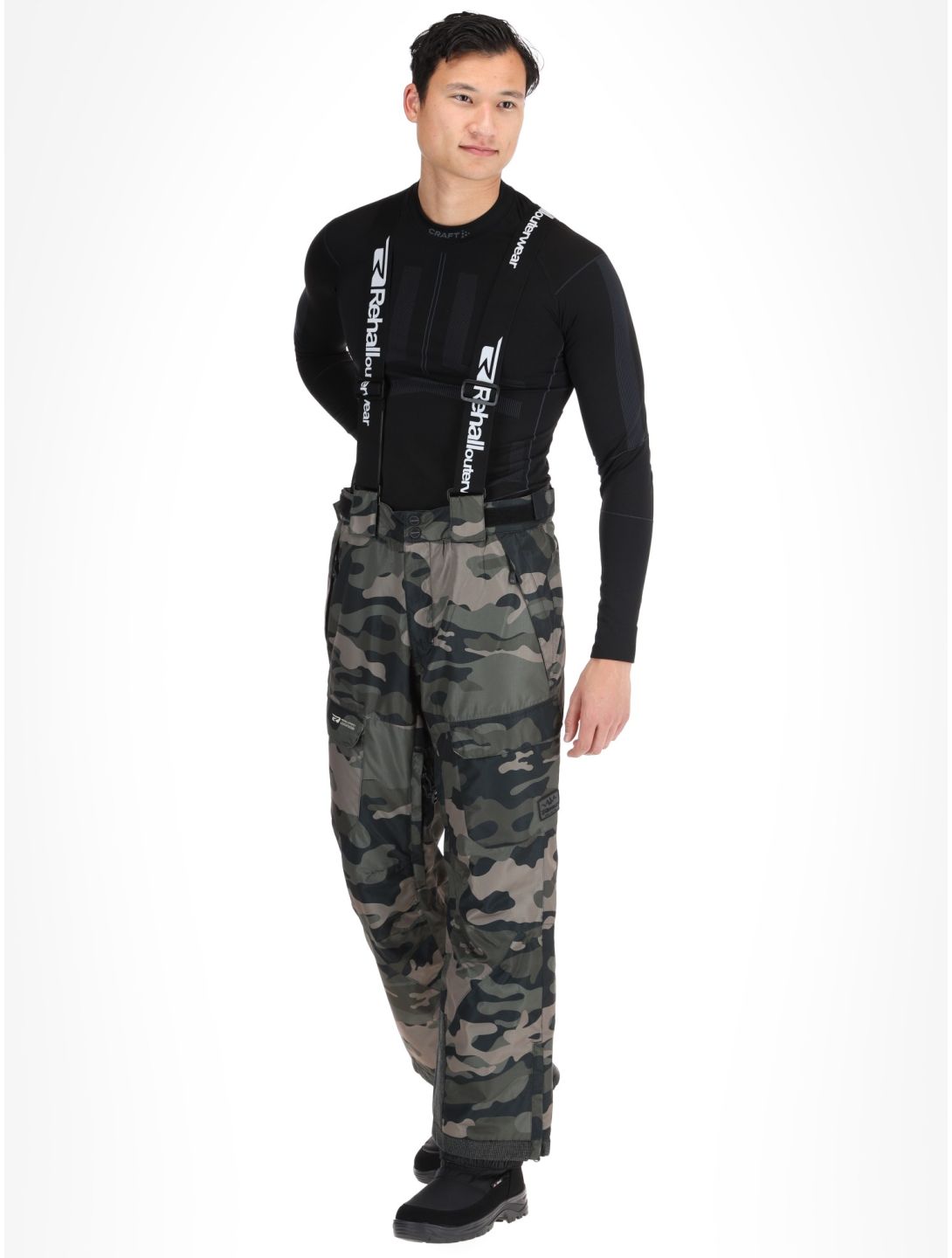 Rehall, Backbone-R pantalones de esquí hombres Camo Black negro, verde 