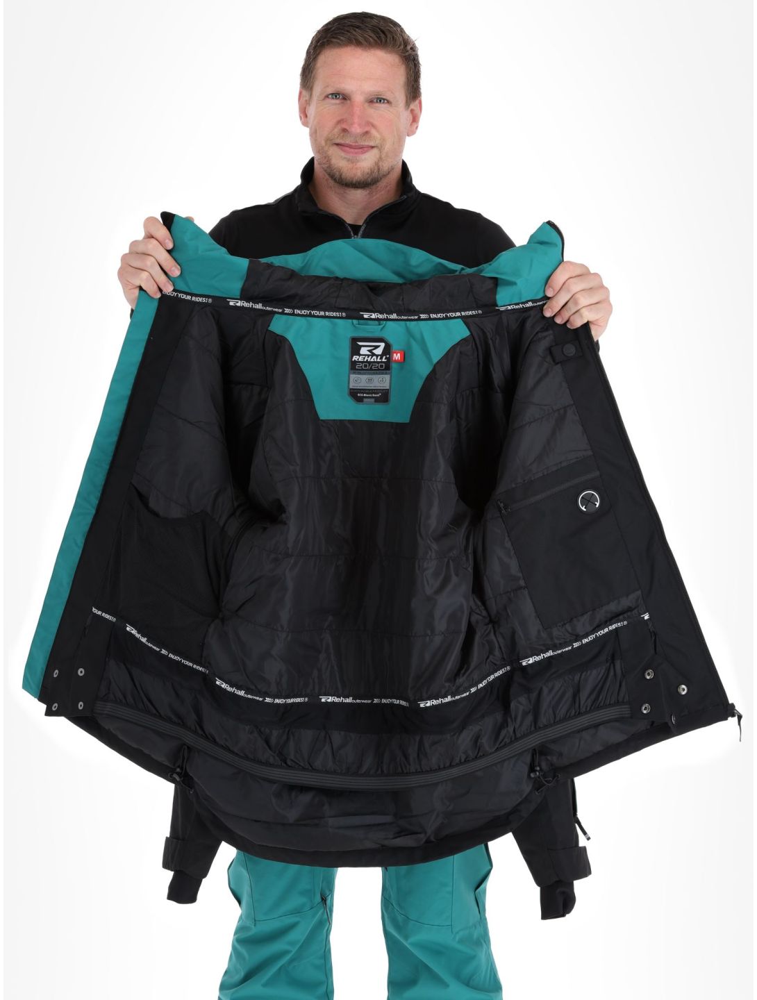 Rehall, Denver-R chaqueta de esquí hombres Teal green azul, negro 