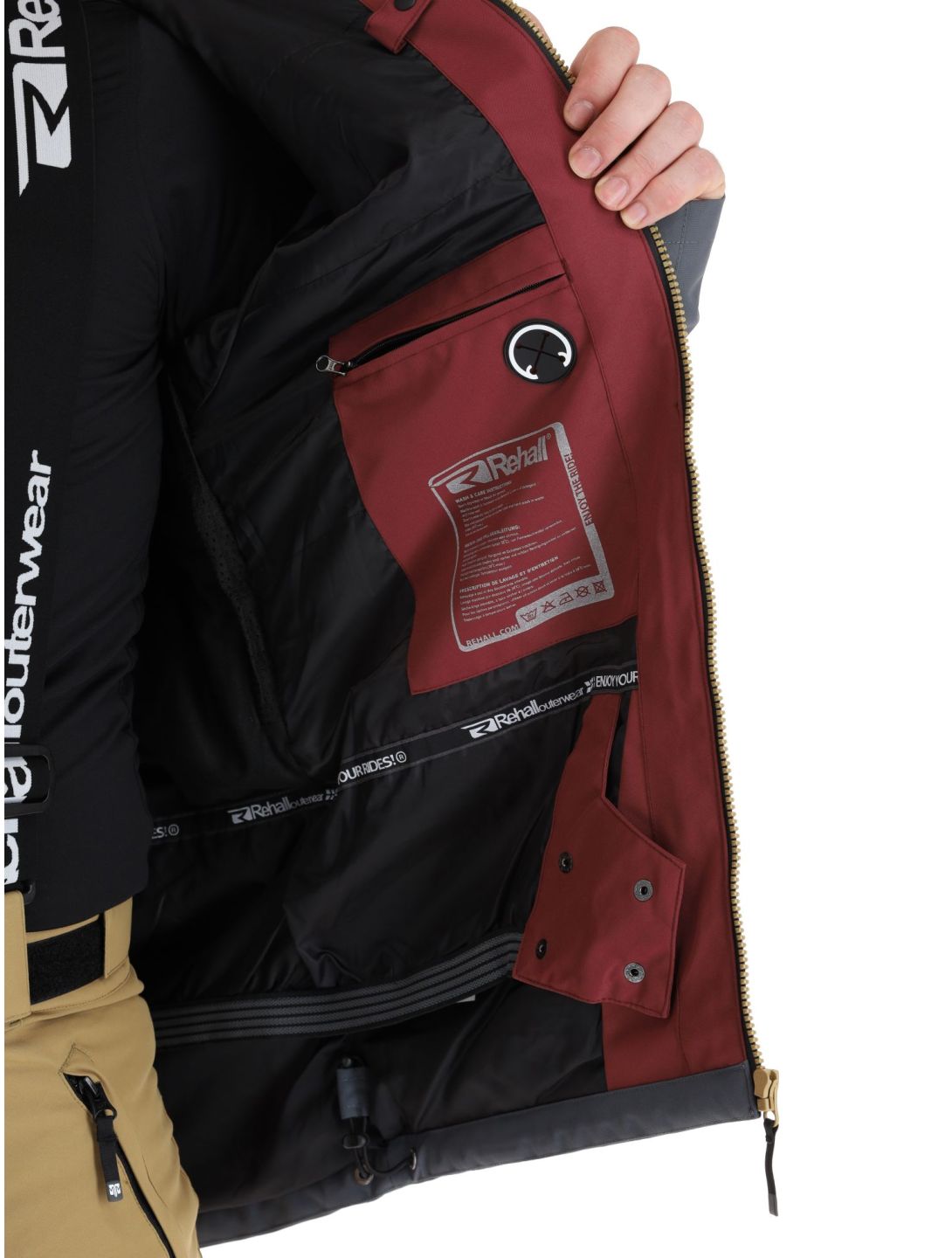 Rehall, Drago-R chaqueta de esquí hombres Oxblood gris, negro, rojo 