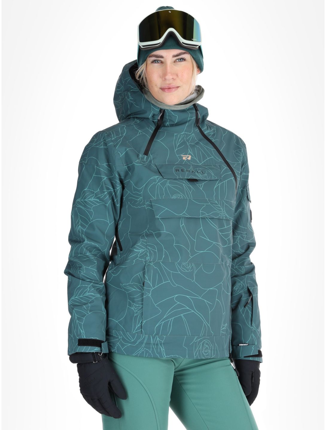 Rehall, Lou-R chaqueta de esquí mujeres Roses Smoke Pine verde 