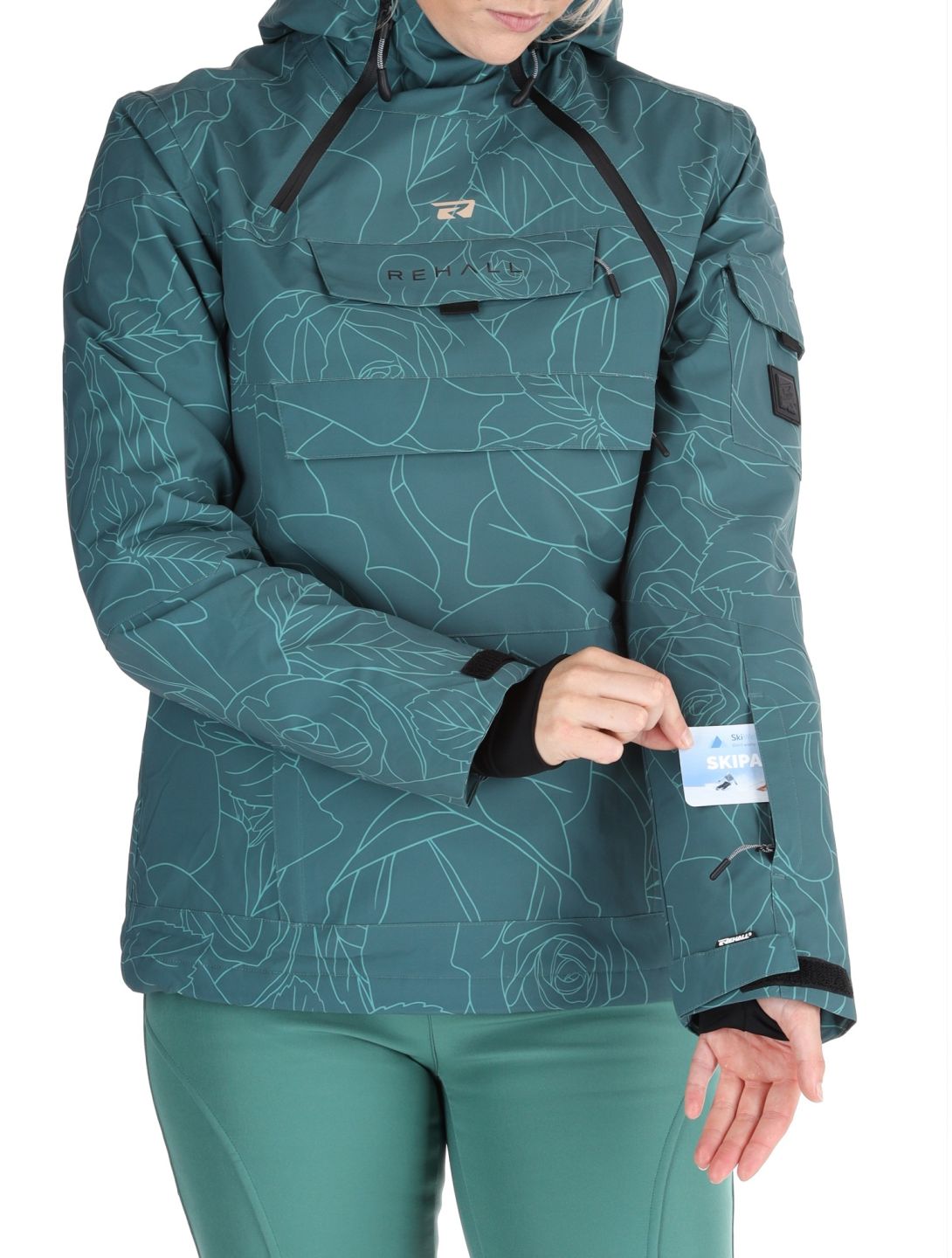 Rehall, Lou-R chaqueta de esquí mujeres Roses Smoke Pine verde 