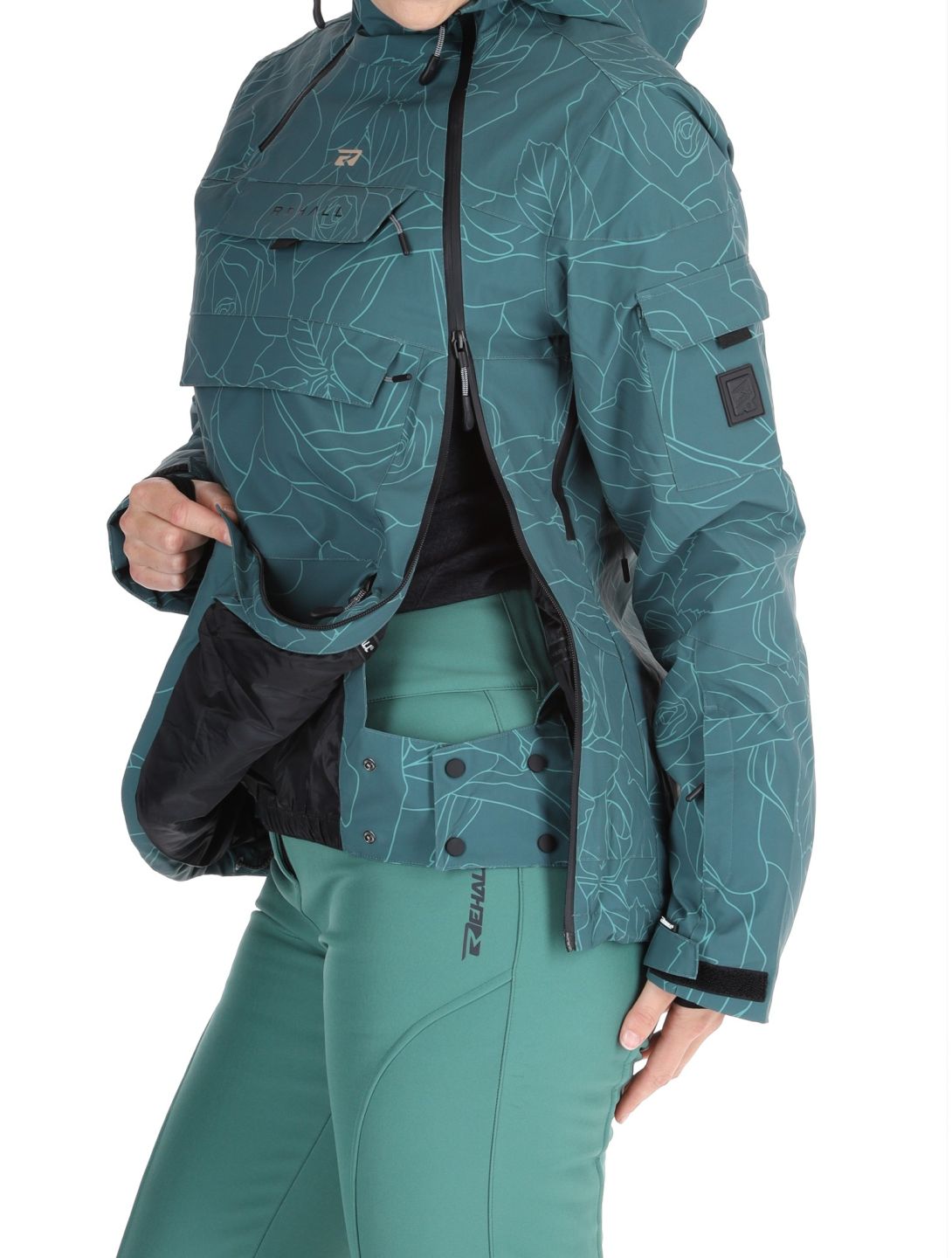 Rehall, Lou-R chaqueta de esquí mujeres Roses Smoke Pine verde 