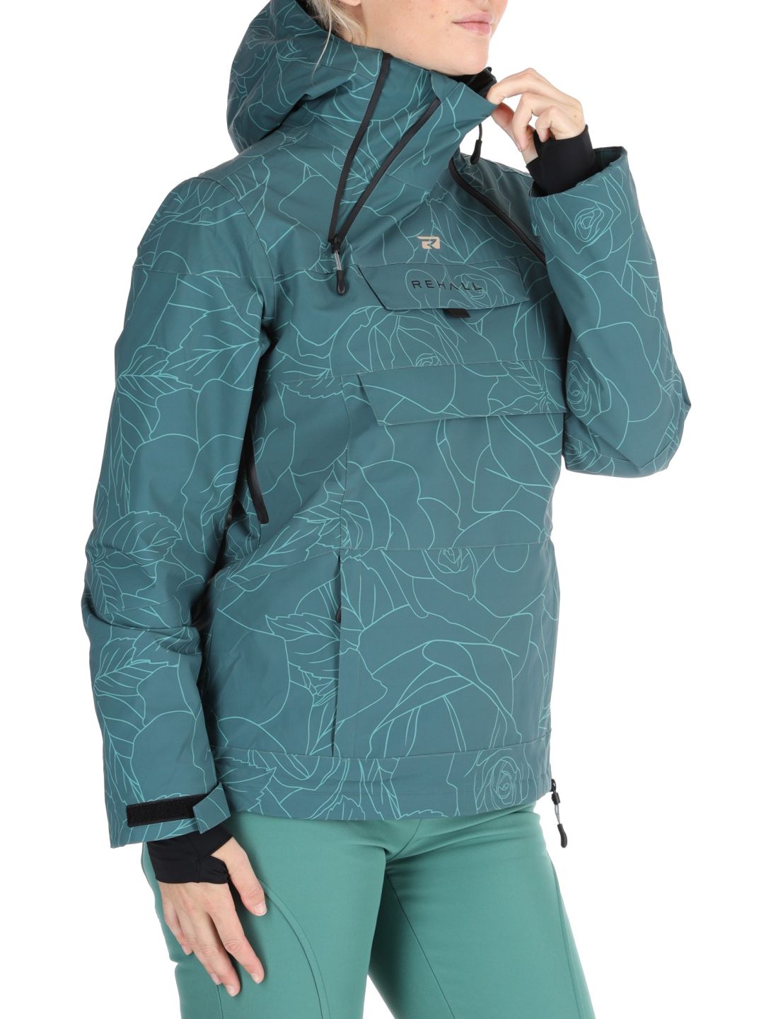 Rehall, Lou-R chaqueta de esquí mujeres Roses Smoke Pine verde 