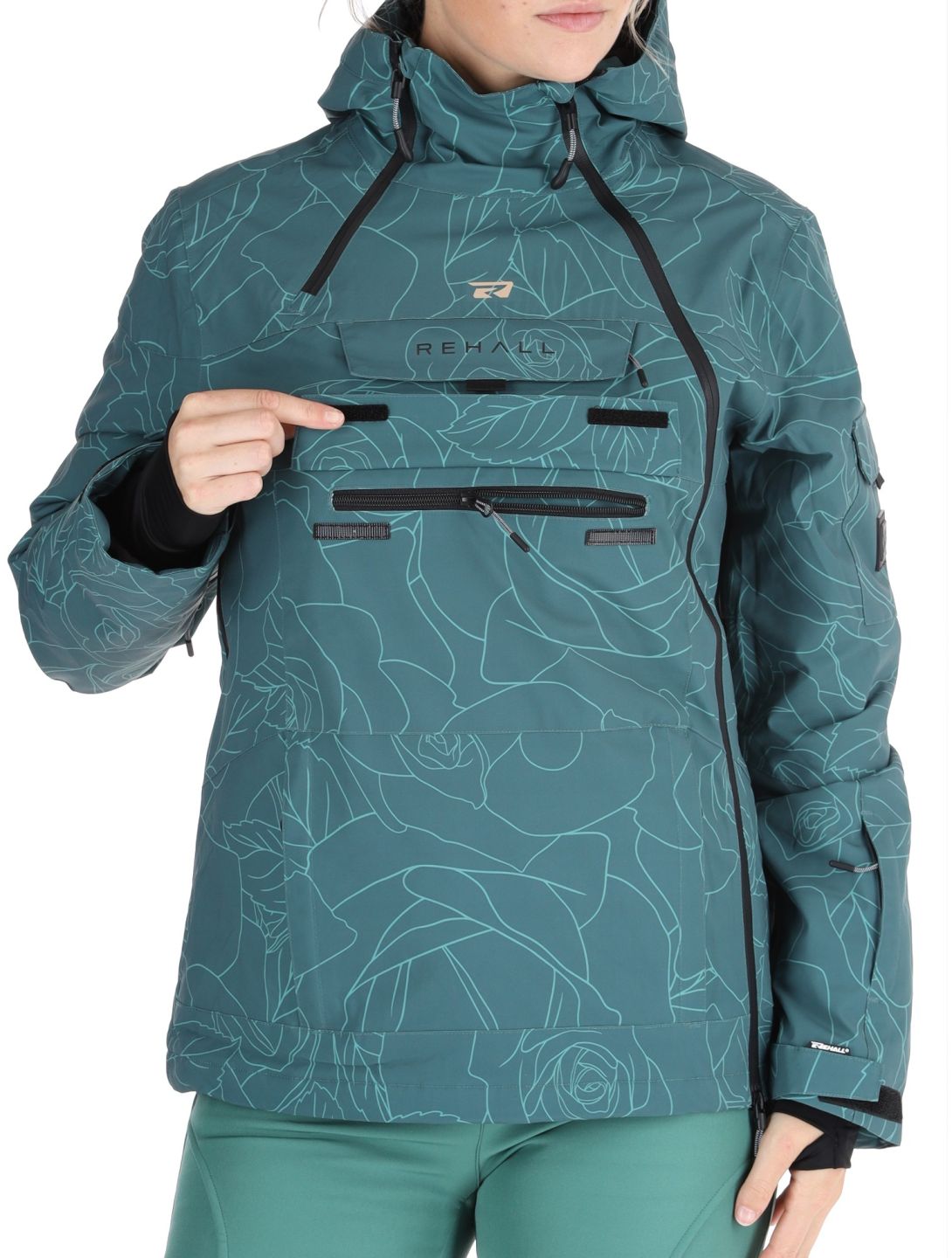 Rehall, Lou-R chaqueta de esquí mujeres Roses Smoke Pine verde 