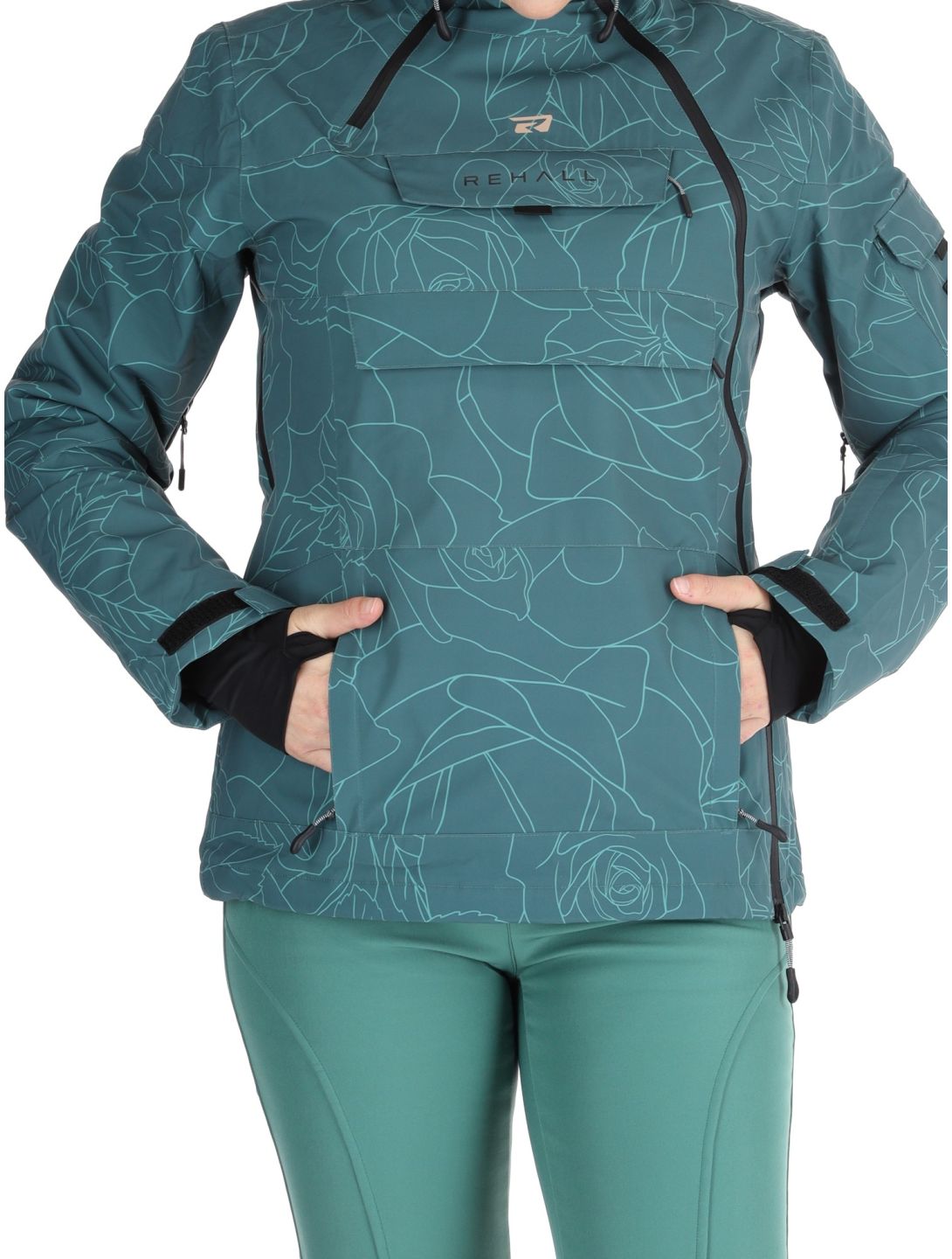 Rehall, Lou-R chaqueta de esquí mujeres Roses Smoke Pine verde 