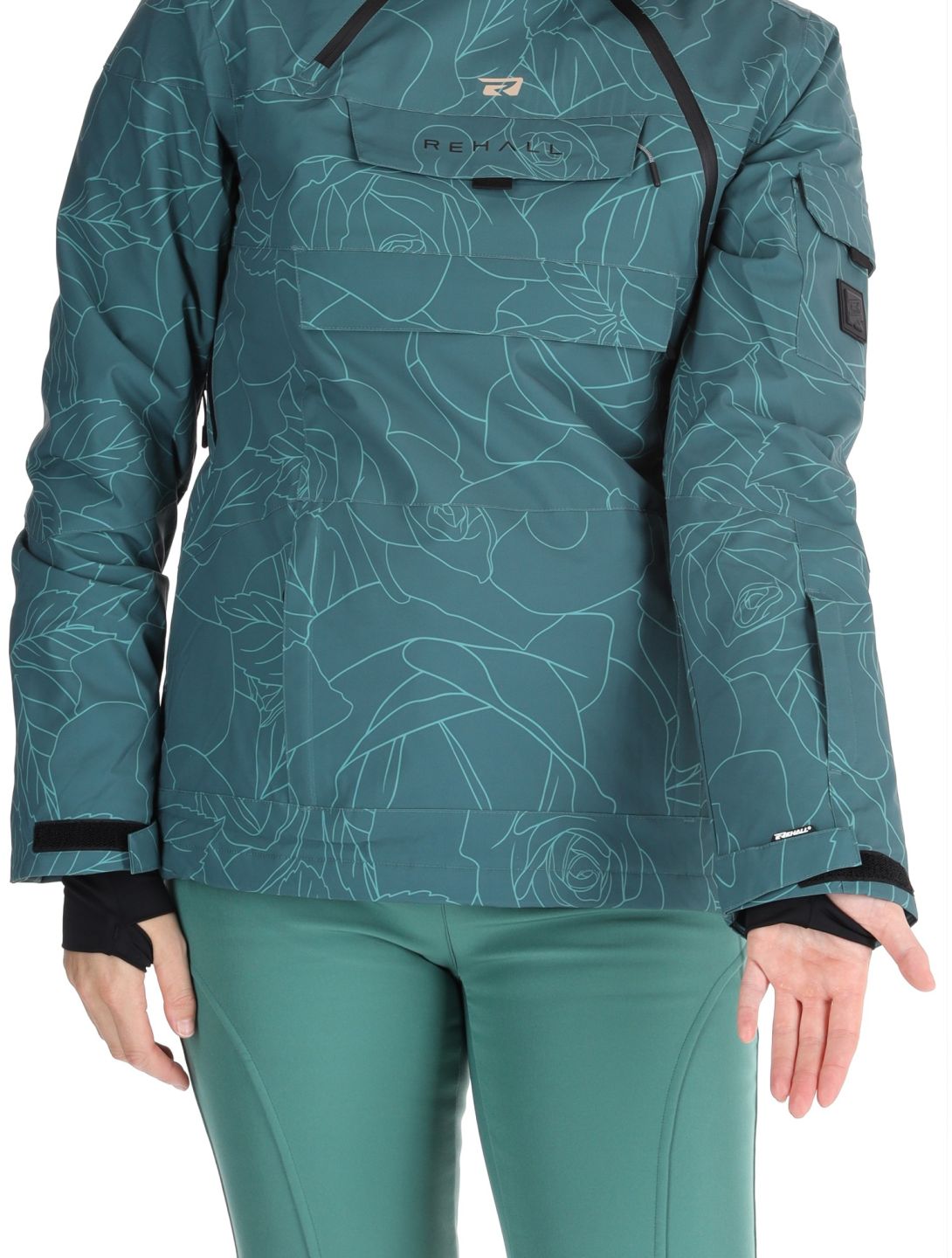 Rehall, Lou-R chaqueta de esquí mujeres Roses Smoke Pine verde 