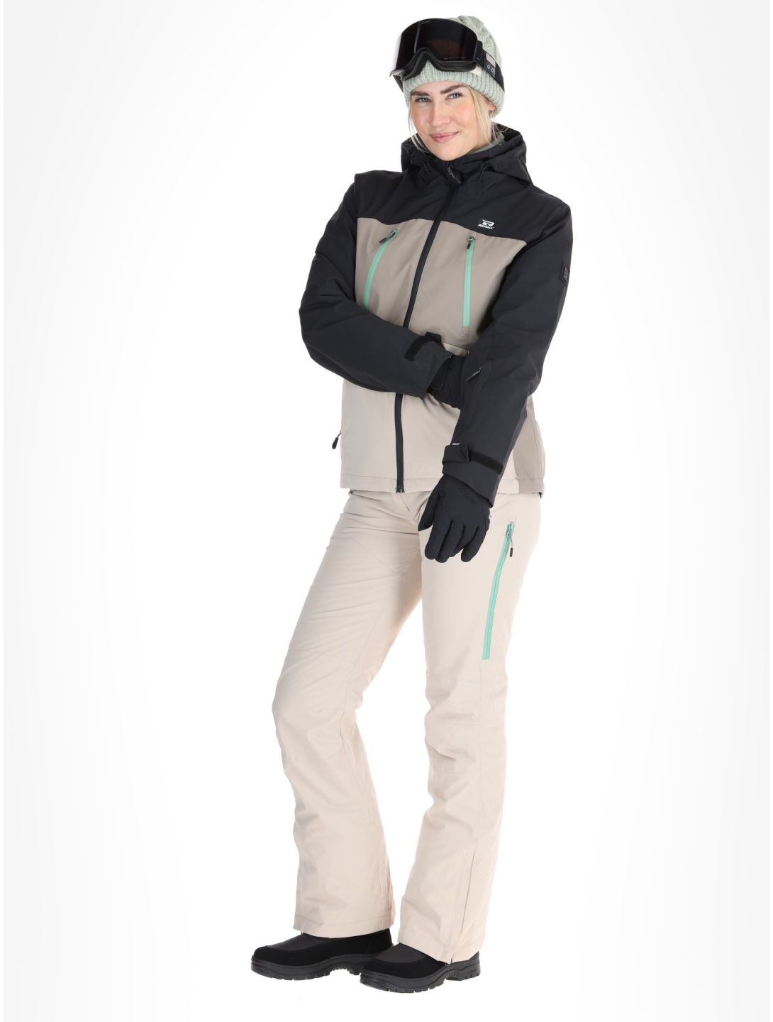 Rehall, Meave-R chaqueta de esquí mujeres Feldspar beige, negro, verde 