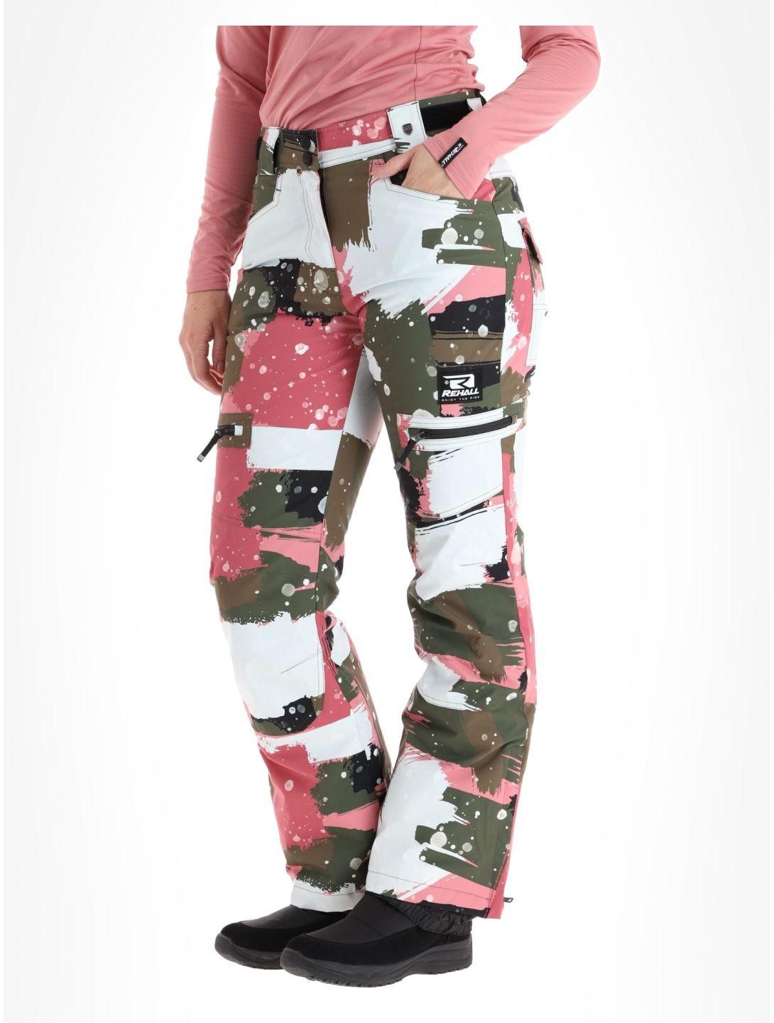 Rehall, Nori-R pantalones de esquí mujeres Camo Abstract Rose multicolor, rosa 