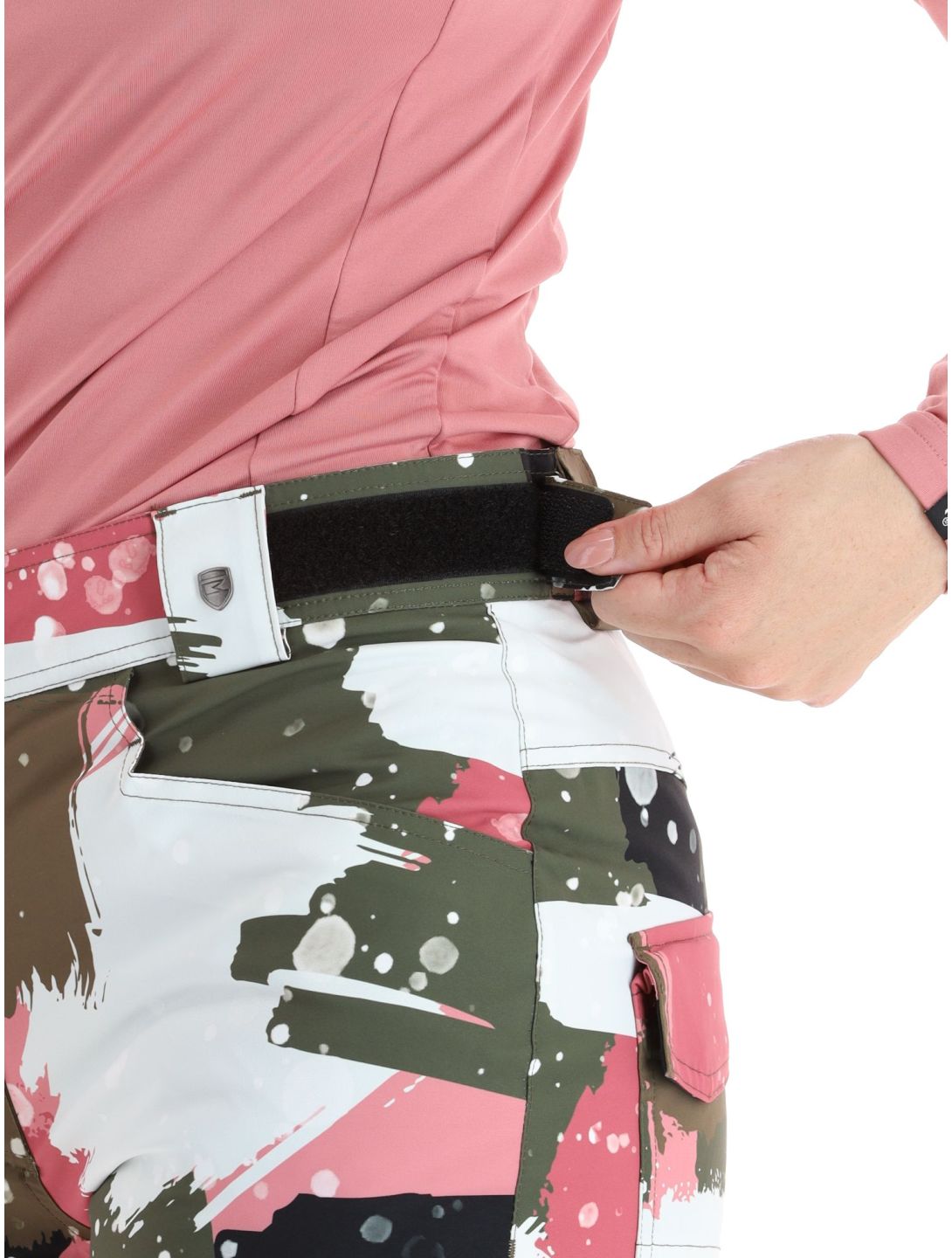 Rehall, Nori-R pantalones de esquí mujeres Camo Abstract Rose multicolor, rosa 