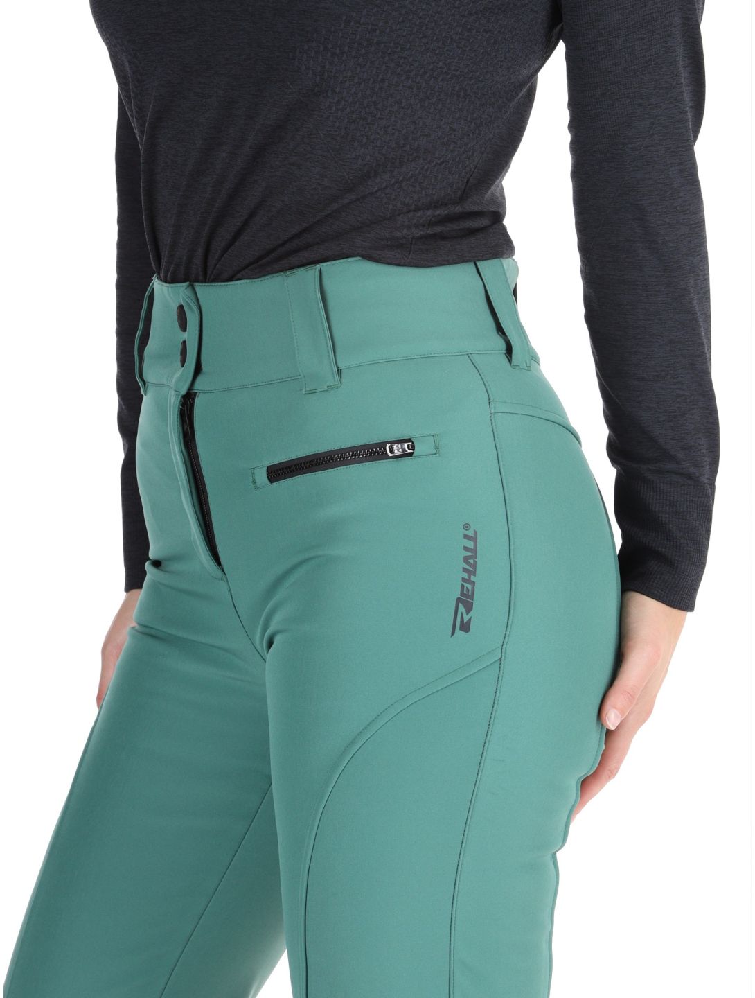 Rehall, Yves-R pantalones de esquí softshell mujeres Smoke Pine verde 