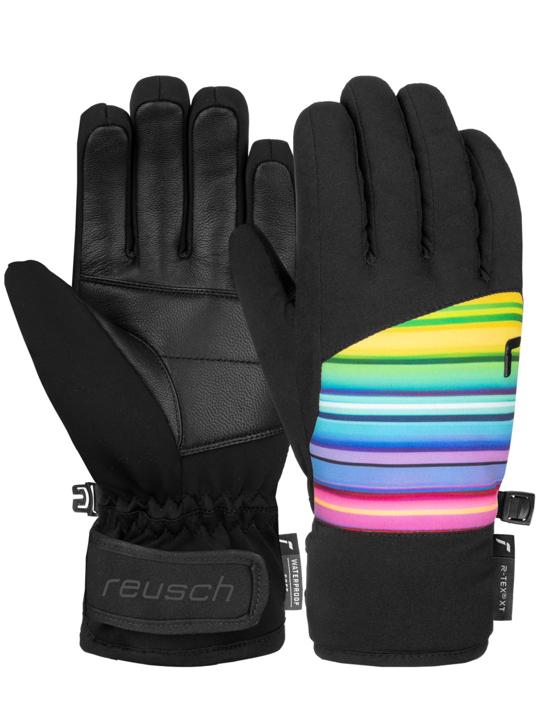 Reusch, Beatrix R-TEX® XT guantes de esquí niños Black / Multicolour Lines multicolor, negro 