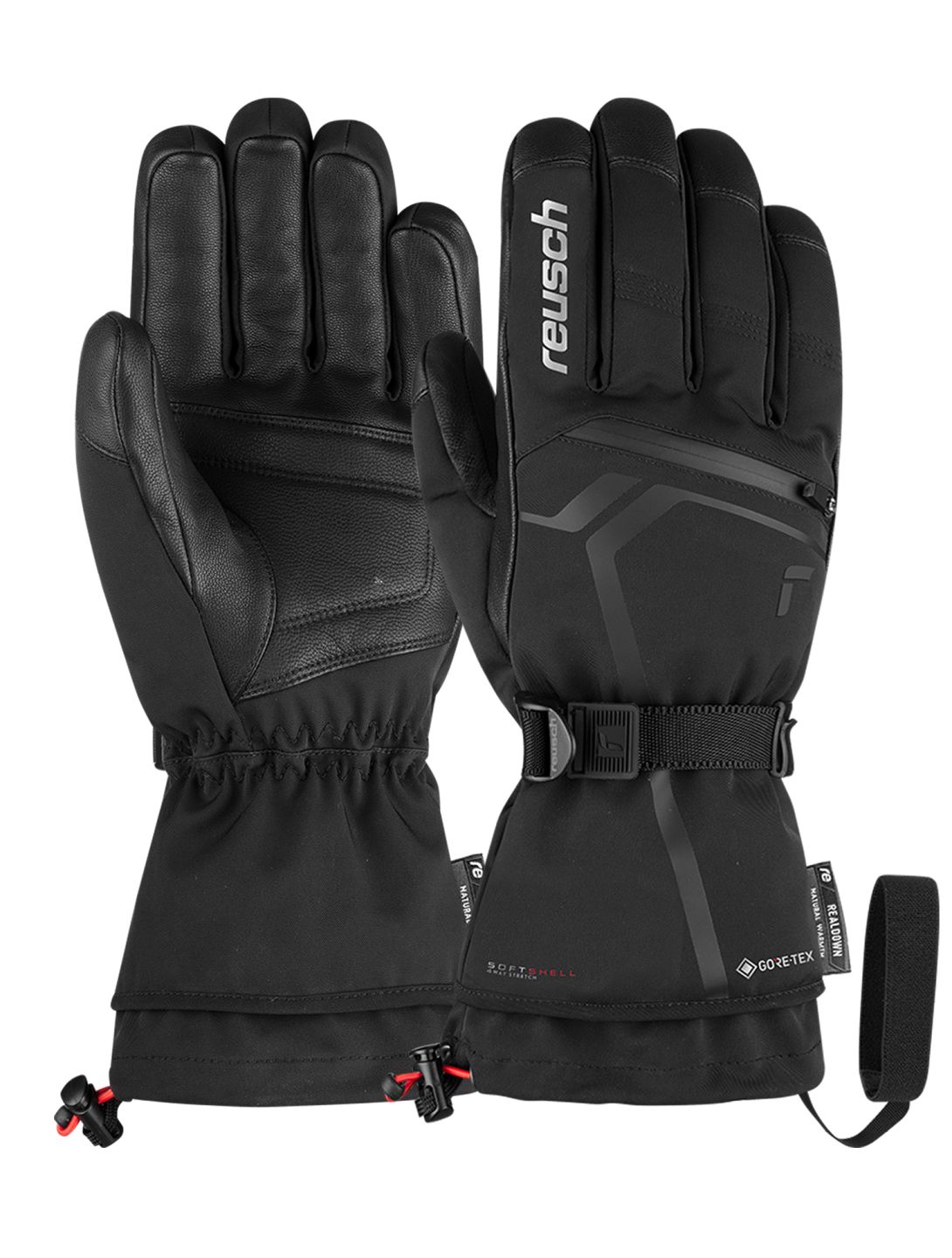 Reusch, Down Spirit GTX guantes de esquí hombres Black / Silver negro, Zilver 