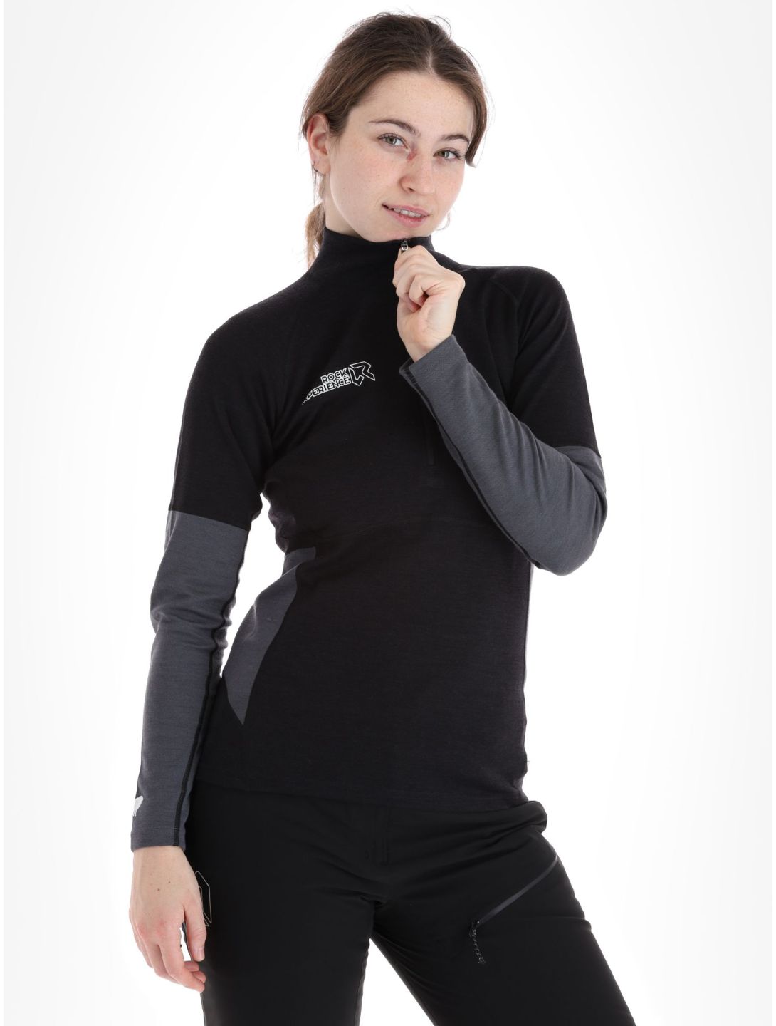 Rock Experience, Moonstone camisa termoactiva mujeres Caviar Melange / Ebony Melange gris, negro 