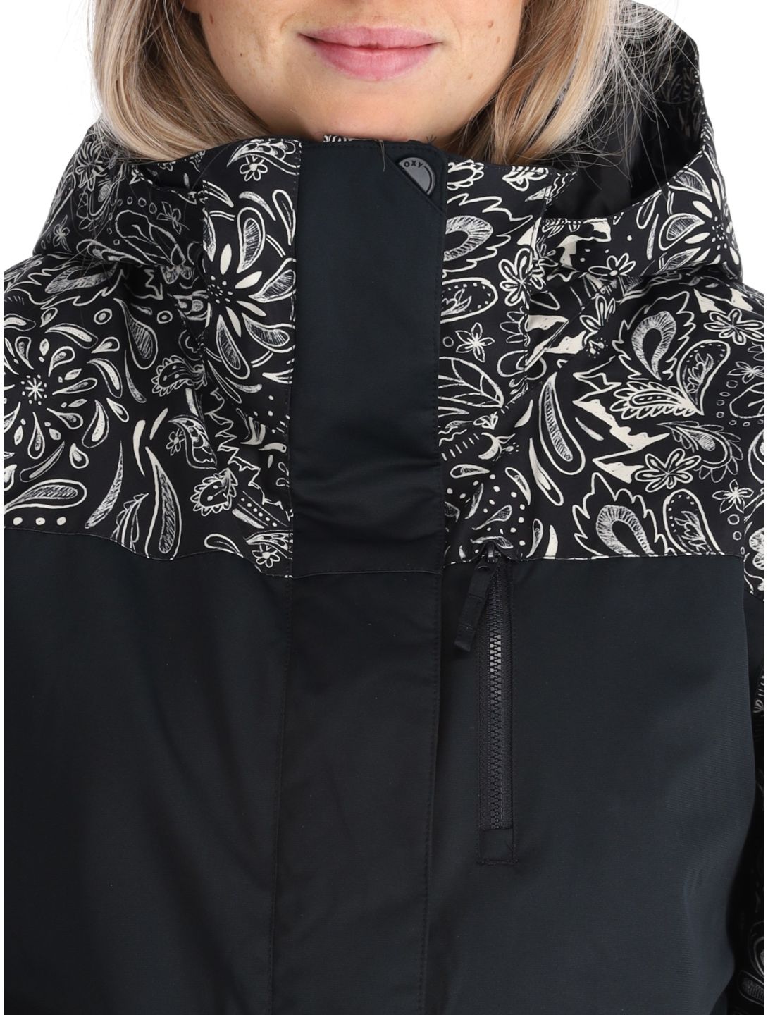 Roxy, Jetty Bloc chaqueta de esquí mujeres True Black Bandanas blanco, negro 