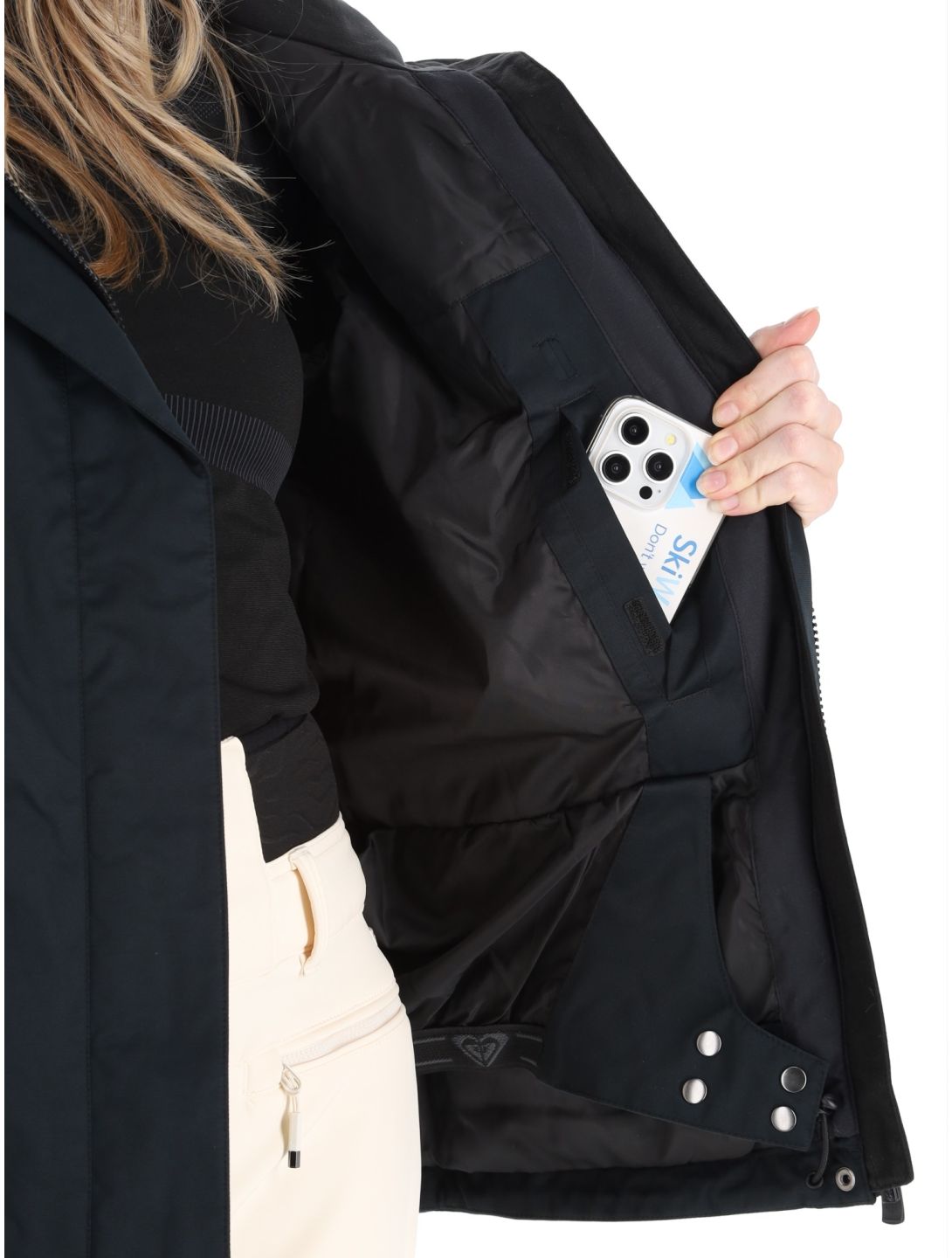 Roxy, Jetty Bloc chaqueta de esquí mujeres True Black Bandanas blanco, negro 