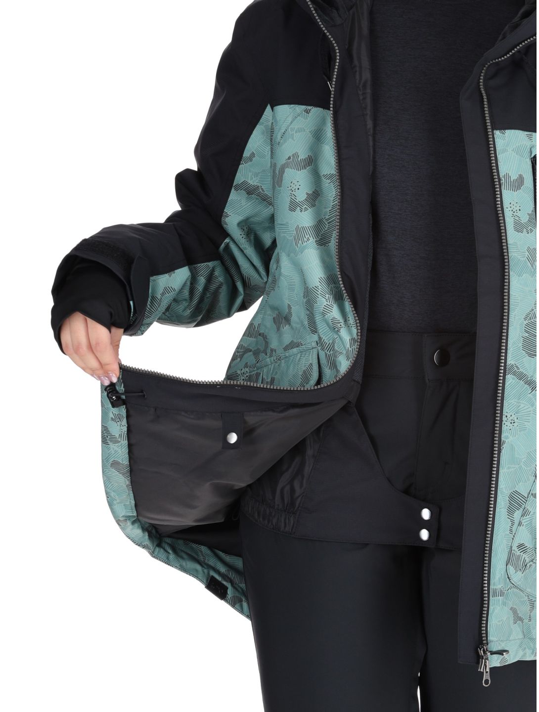 Roxy, Stated chaqueta de esquí mujeres Lily Pad Sketch Book negro, verde 