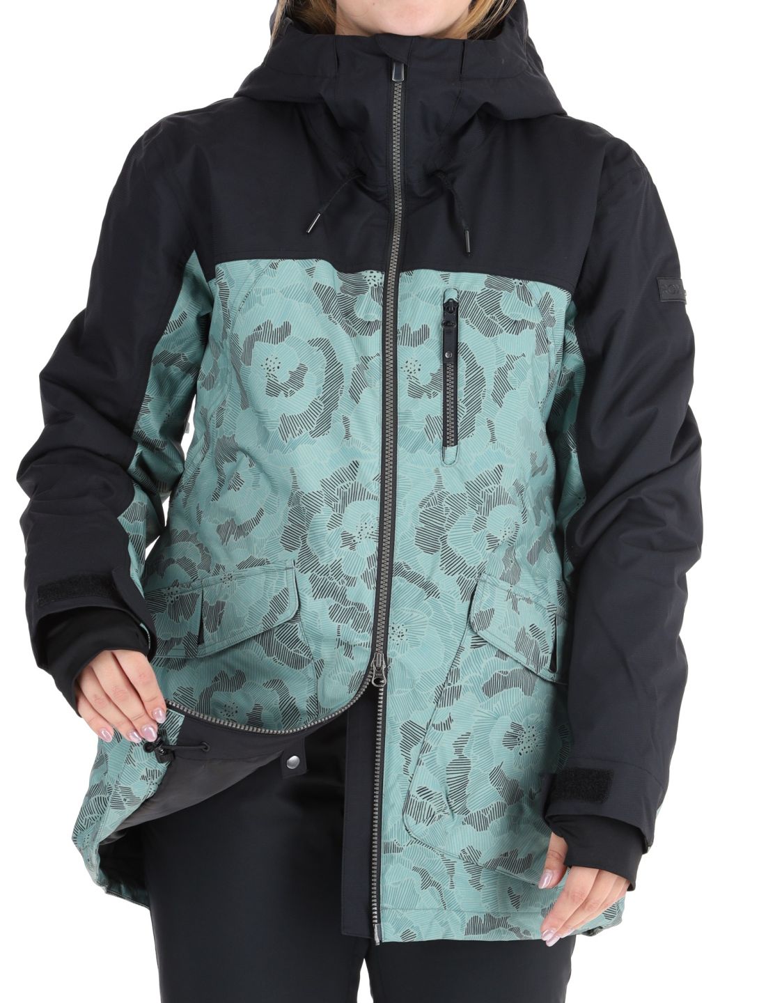 Roxy, Stated chaqueta de esquí mujeres Lily Pad Sketch Book negro, verde 