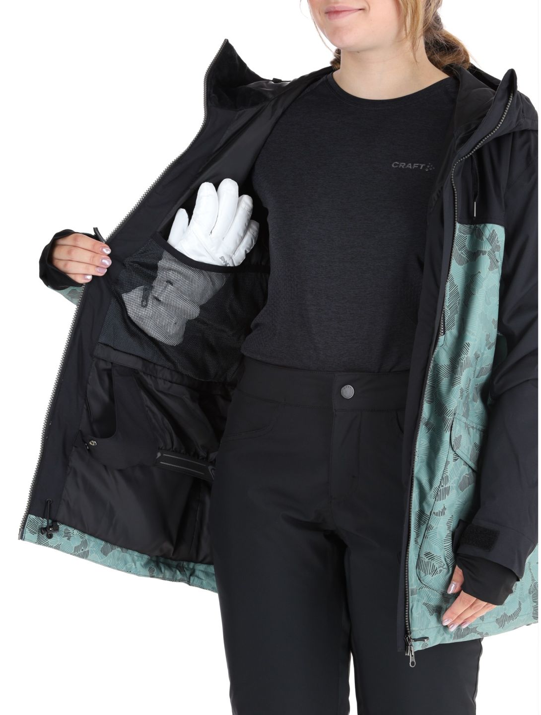 Roxy, Stated chaqueta de esquí mujeres Lily Pad Sketch Book negro, verde 