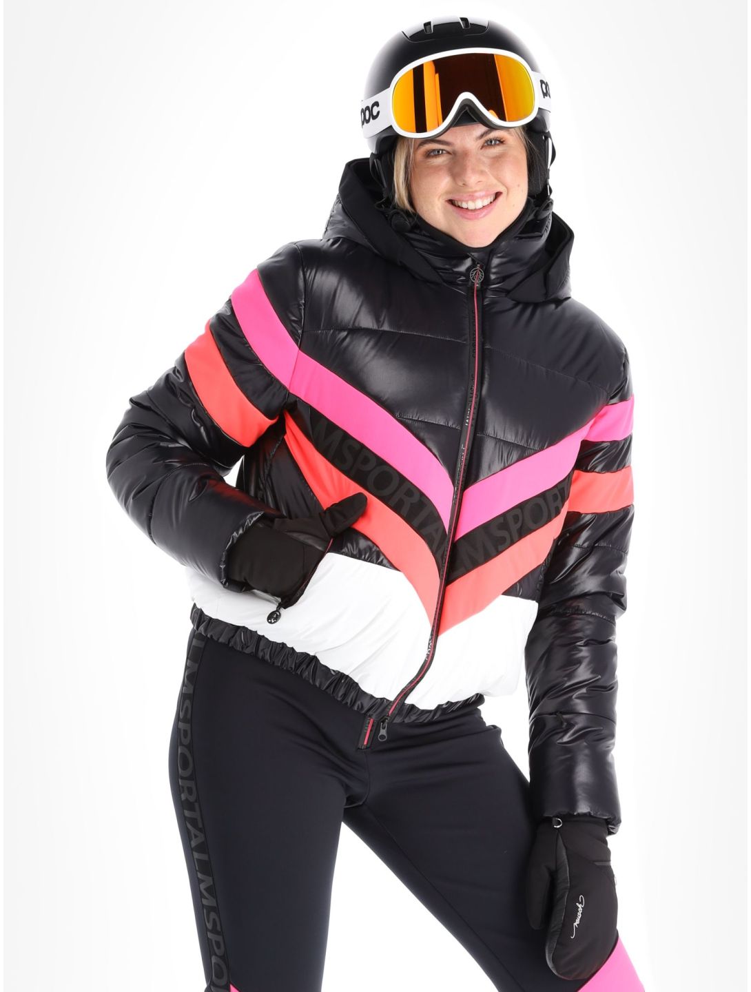 Sportalm Kitzbühel, Airbrush m.Kap.o.P. chaqueta de esquí mujeres Black blanco, negro 