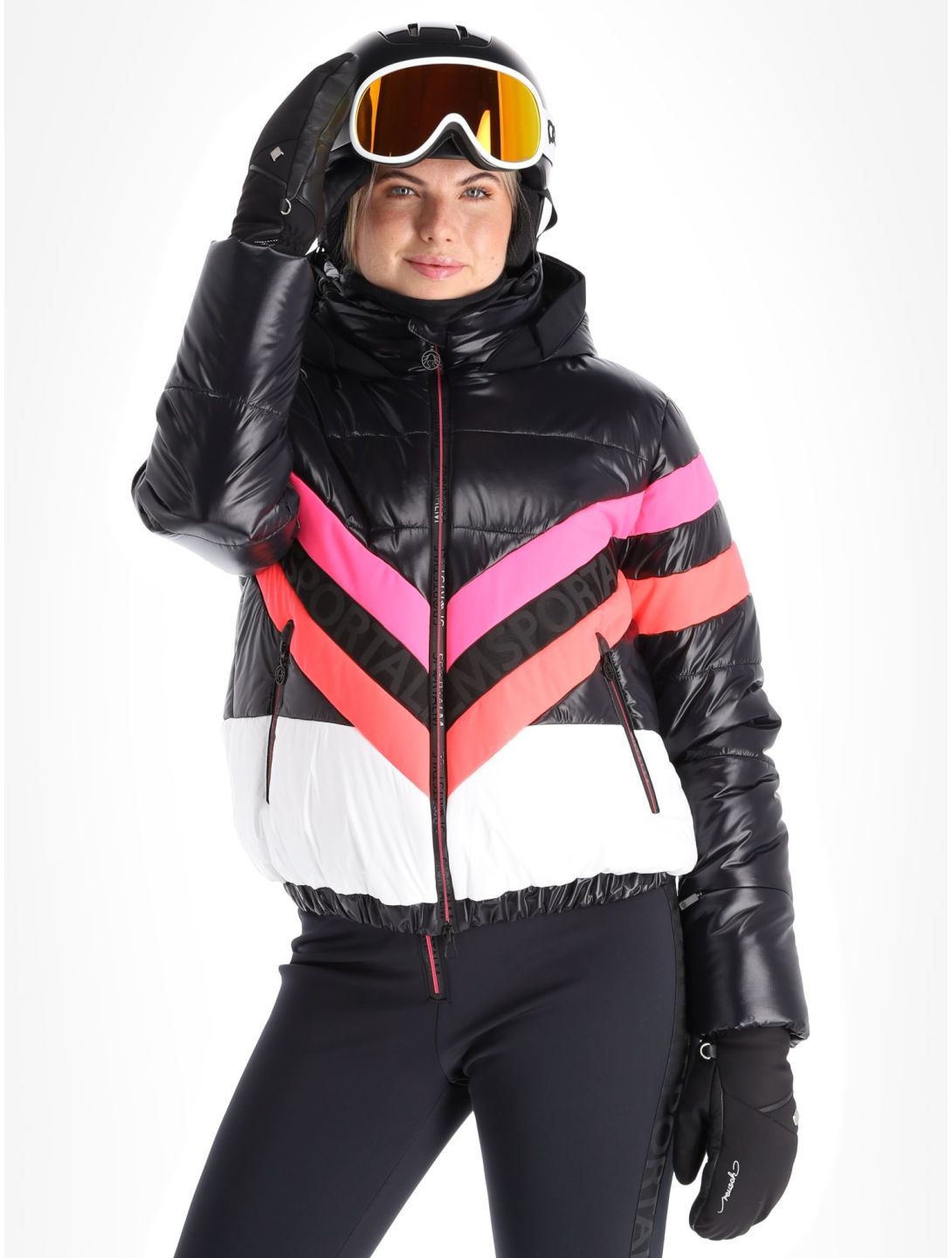 Sportalm Kitzbühel, Airbrush m.Kap.o.P. chaqueta de esquí mujeres Black blanco, negro 