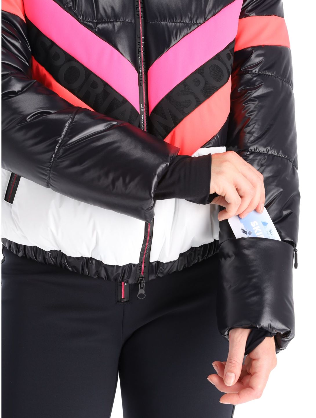 Sportalm Kitzbühel, Airbrush m.Kap.o.P. chaqueta de esquí mujeres Black blanco, negro 