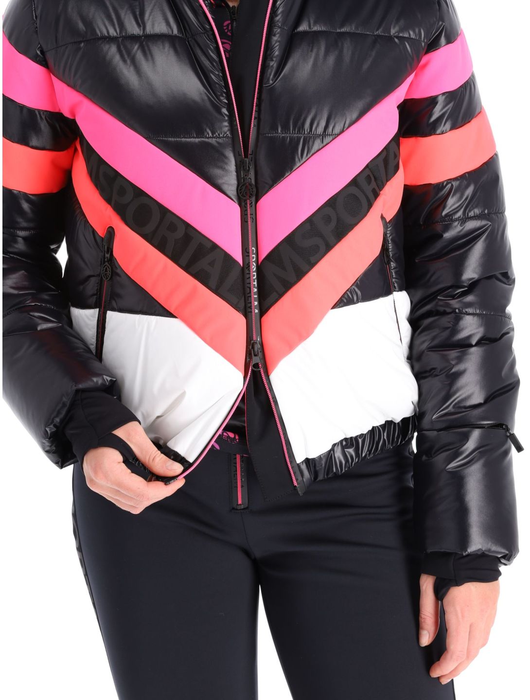 Sportalm Kitzbühel, Airbrush m.Kap.o.P. chaqueta de esquí mujeres Black blanco, negro 