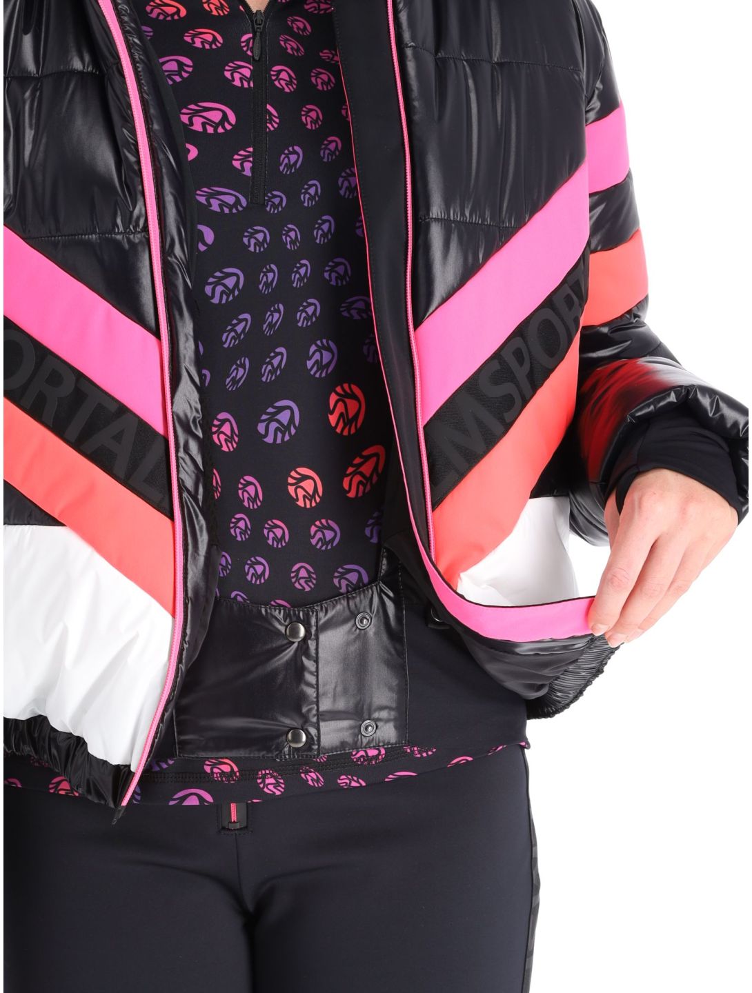 Sportalm Kitzbühel, Airbrush m.Kap.o.P. chaqueta de esquí mujeres Black blanco, negro 