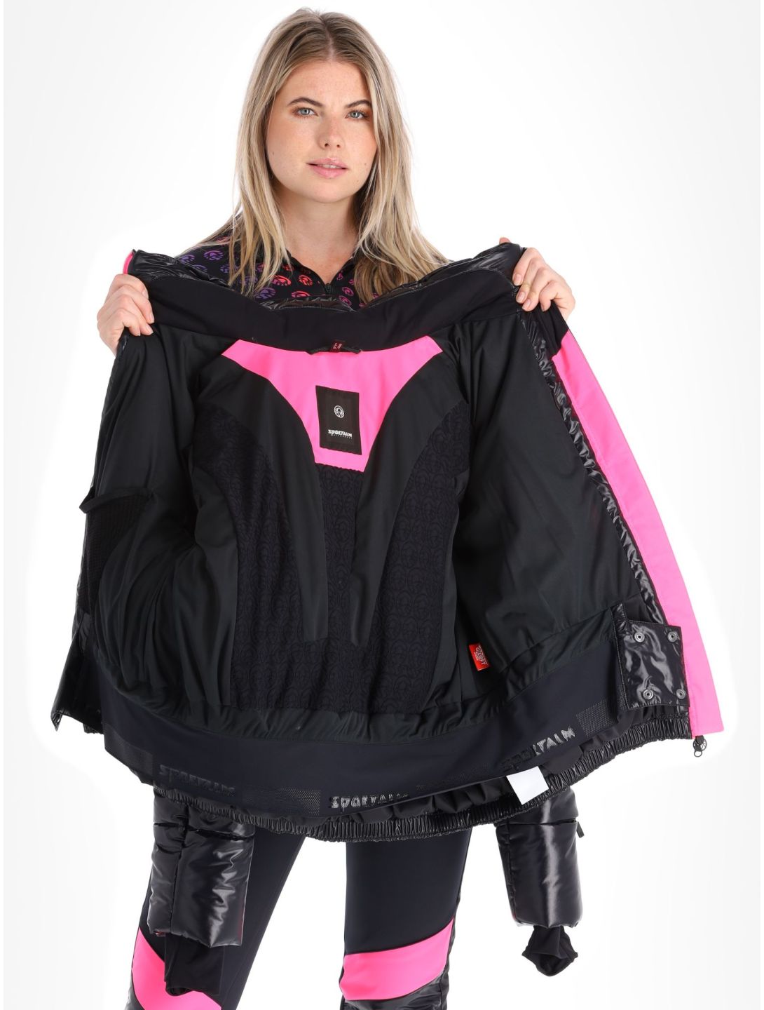 Sportalm Kitzbühel, Airbrush m.Kap.o.P. chaqueta de esquí mujeres Black blanco, negro 