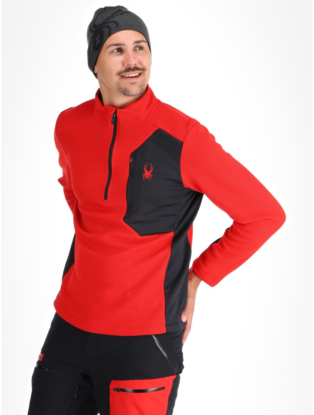 Spyder, Bandit 1/2 Zip jersey hombres Spyder Red rojo 