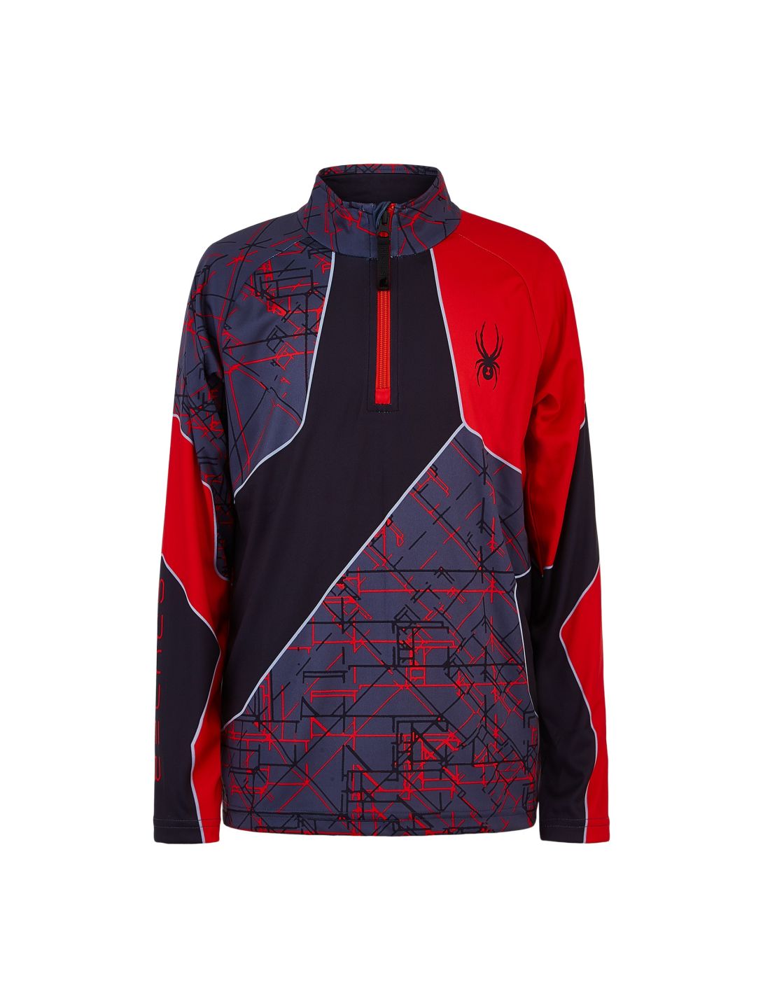 Spyder, Divide jersey niños network print gris/rojo