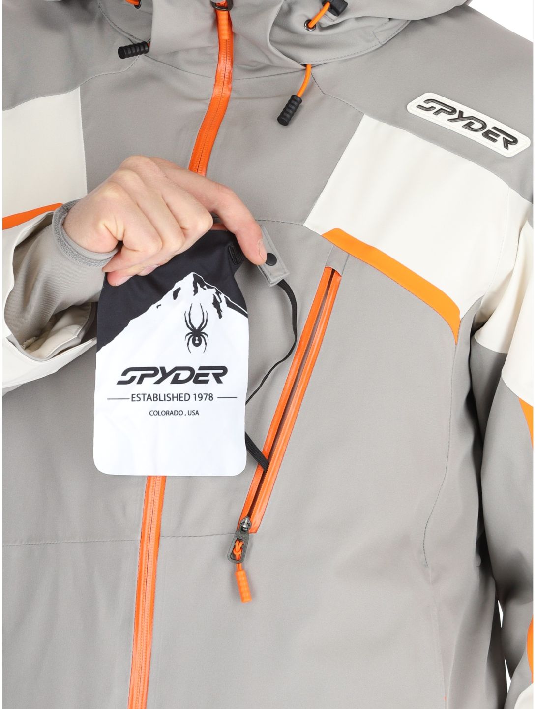 Spyder, Leader chaqueta de esquí hombres Concrete blanco, gris 