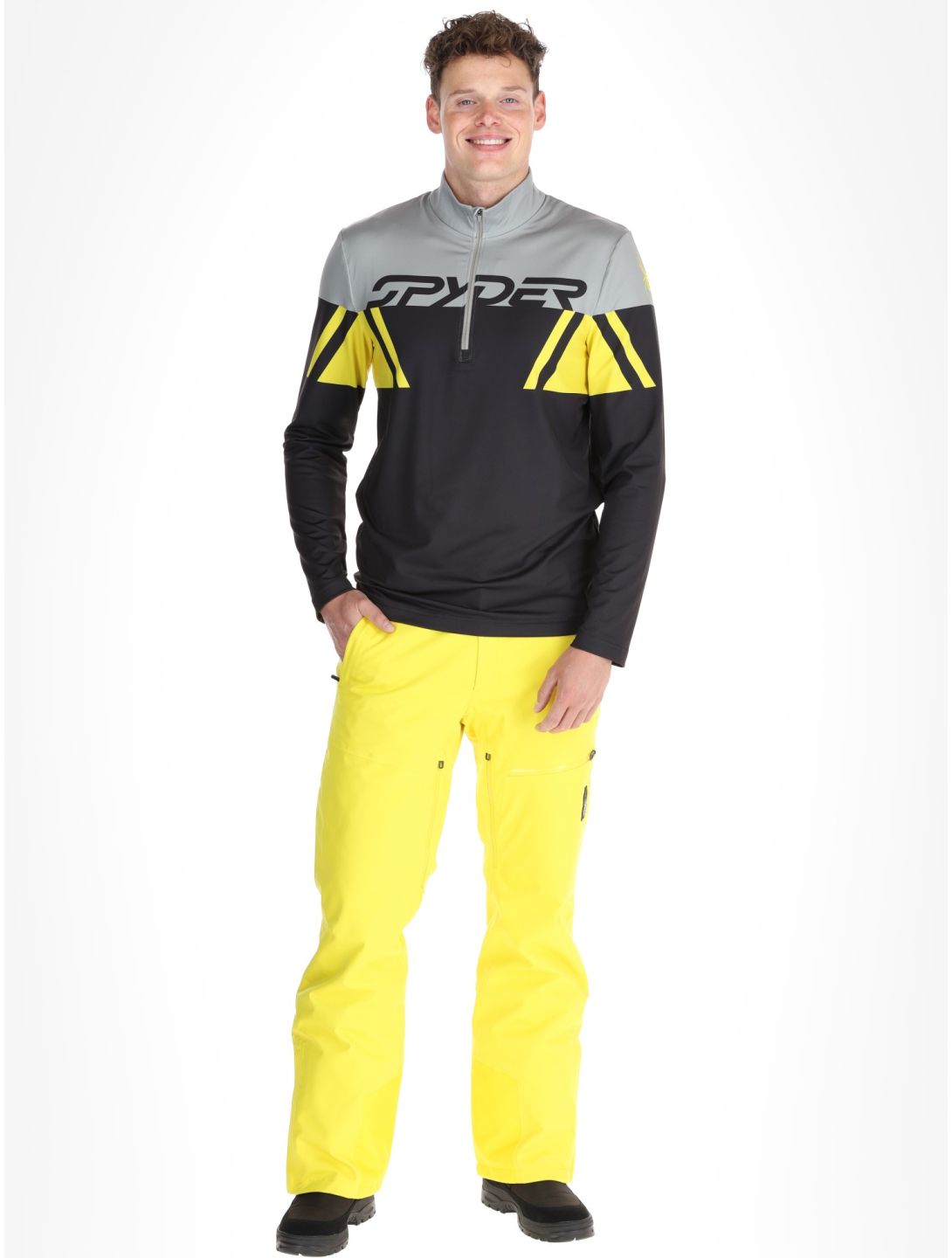 Spyder, Podium 1/2 Zip jersey hombres Acid Yellow amarillo, negro 