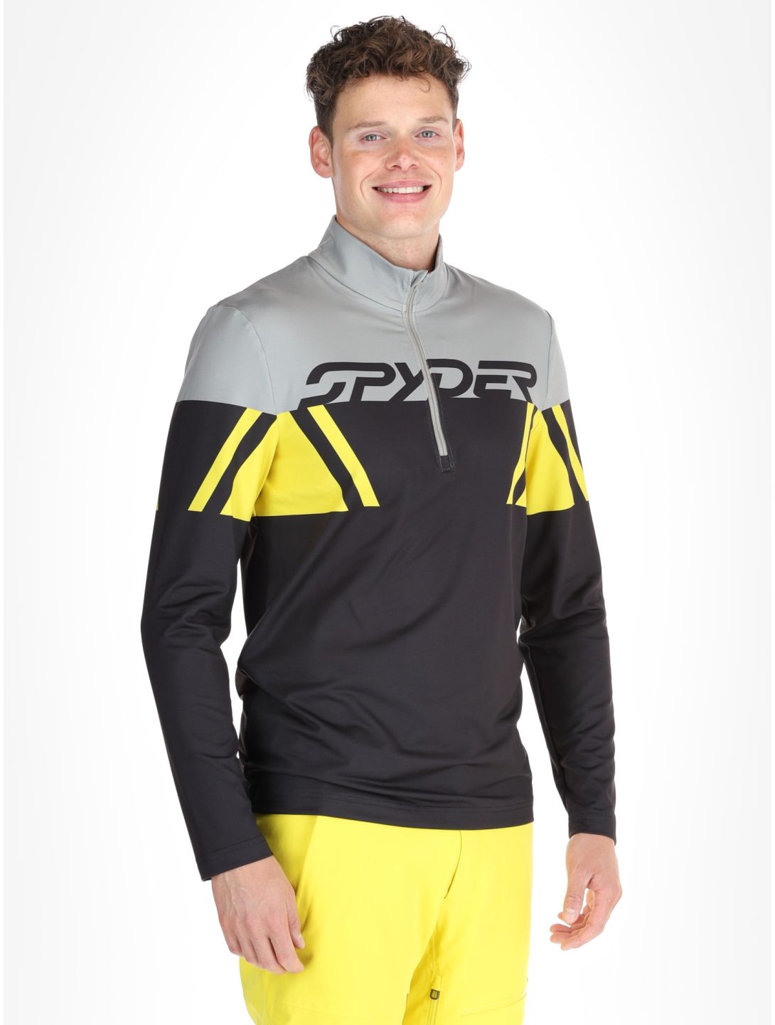 Spyder, Podium 1/2 Zip jersey hombres Acid Yellow amarillo, negro 