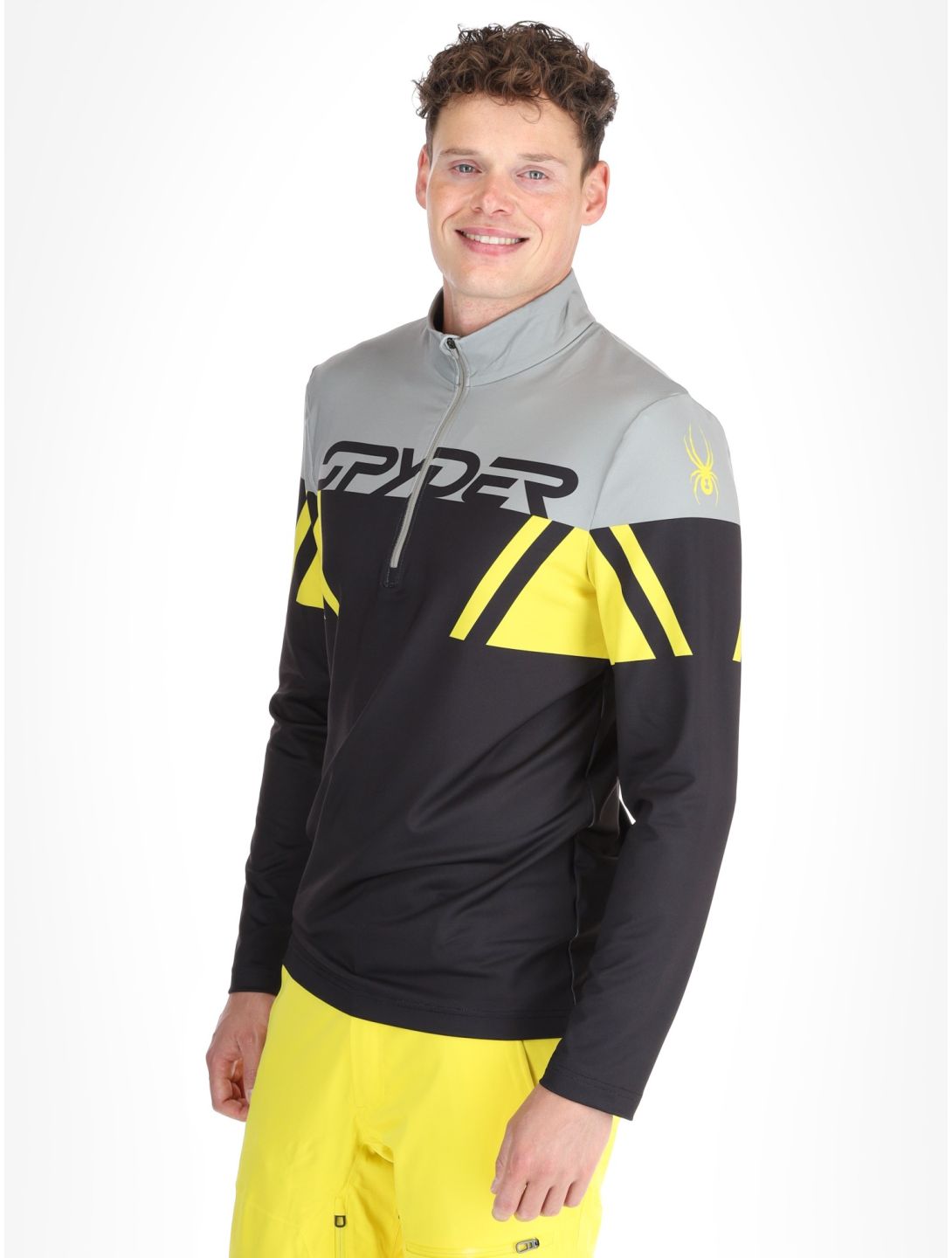 Spyder, Podium 1/2 Zip jersey hombres Acid Yellow amarillo, negro 