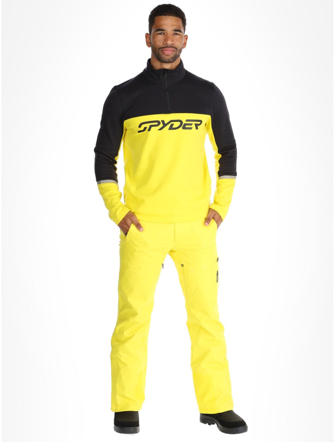 Spyder, Speed Fleece 1/2 Zip jersey hombres Acid Yellow amarillo, negro 