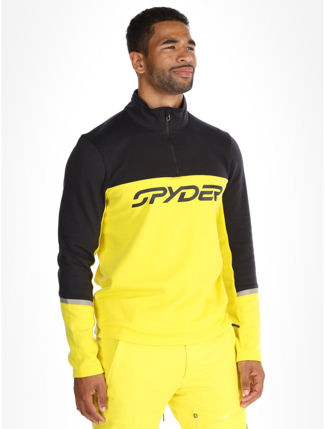 Spyder, Speed Fleece 1/2 Zip jersey hombres Acid Yellow amarillo, negro 