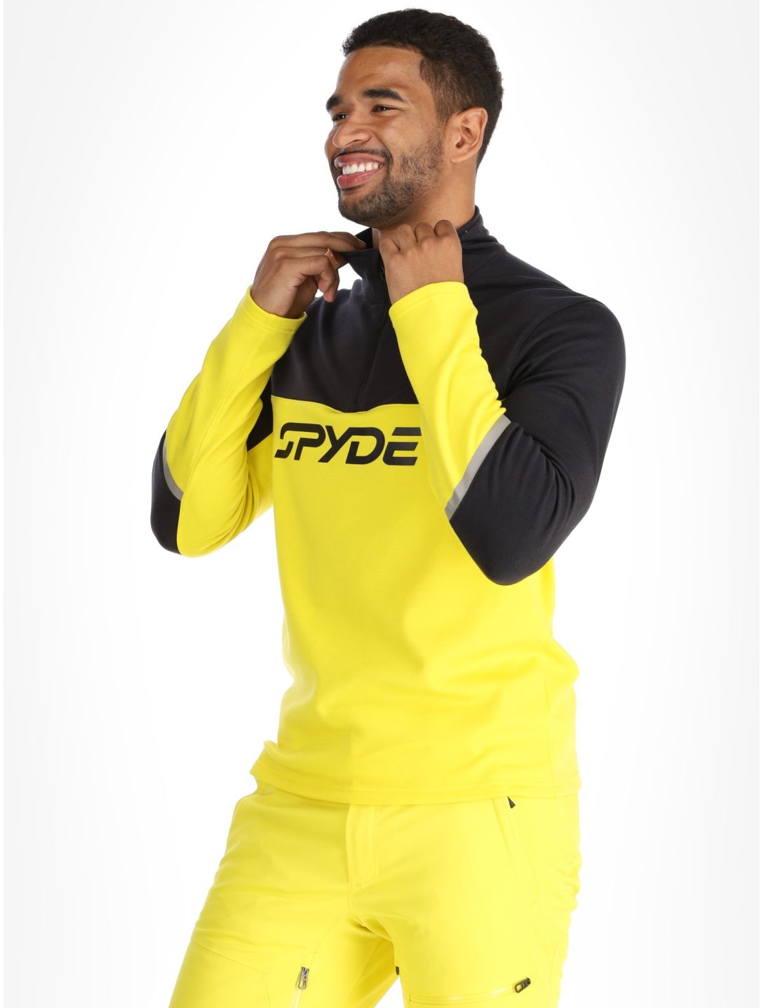 Spyder, Speed Fleece 1/2 Zip jersey hombres Acid Yellow amarillo, negro 